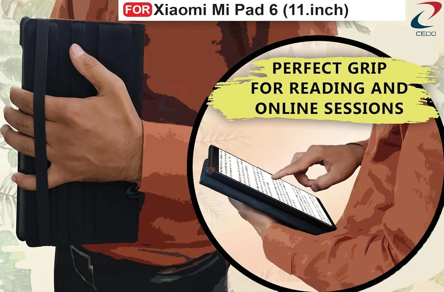 DL3 Mobilak Protective Cover for Xiaomi Pad 6/Xiaomi Pad 6 Pro, 360° Rotatable Smart Stand, Leather Folio Flip Cover with Multi-Angle Viewing, Auto Wake Sleep - Black