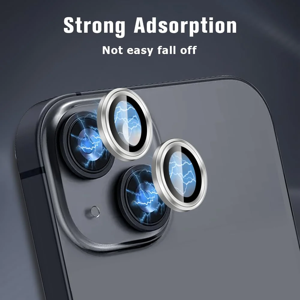 DL3 Mobilak Camera Lens Protector Compatible with [iPhone 13/13 mini] | Impact Protection - High Clarity and Scratch/Fingerprint Resistant 9H Tempered Glass with Aluminum Trim - Silver