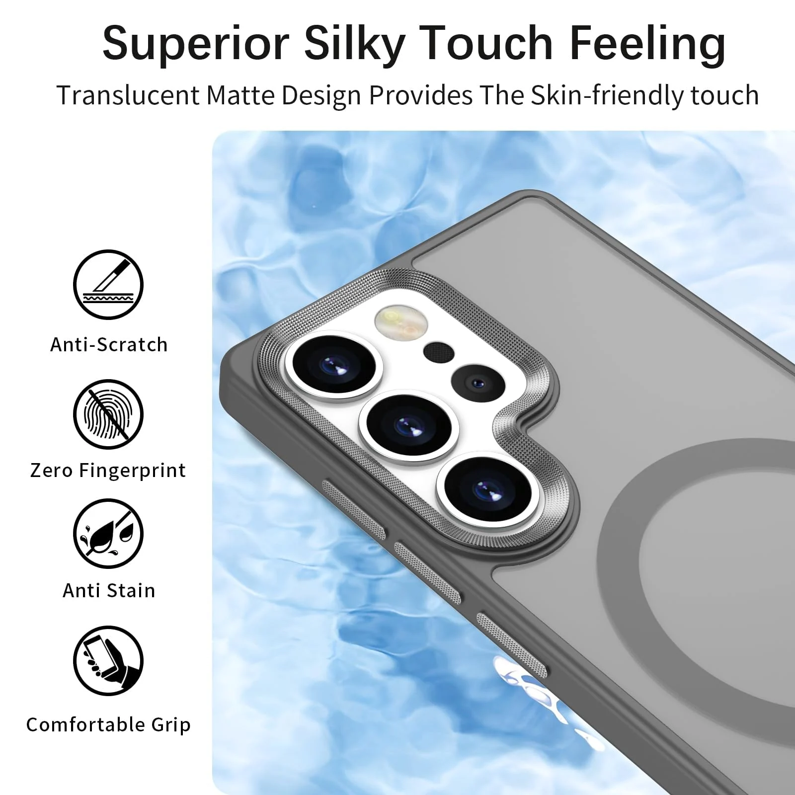 DL3 Mobilak Magnetic Car-Mount Case for Samsung Galaxy S24 Ultra with Camera Protection and Microfiber Lining - Gray