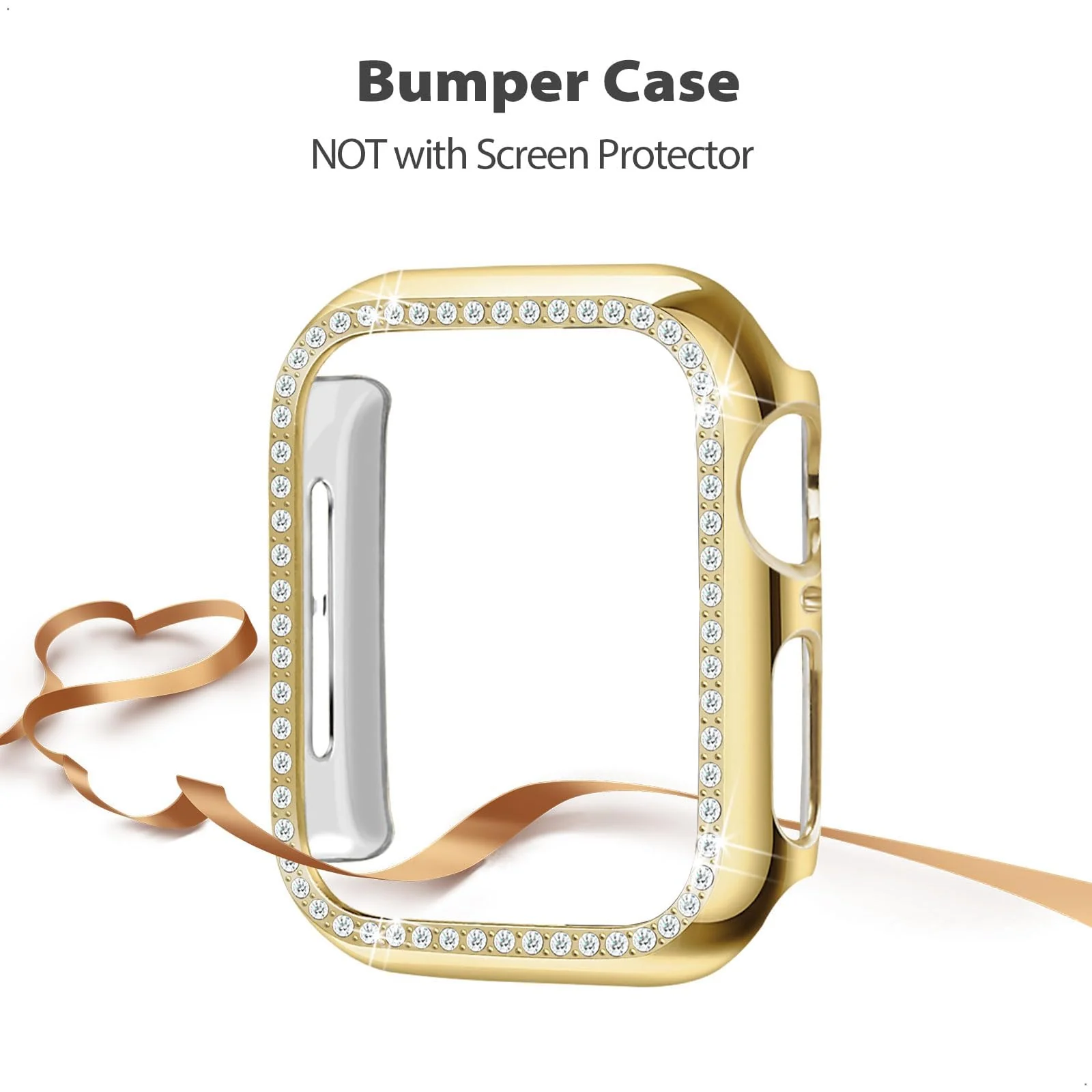 DL3 MOBILAK Bling Hard PC Watch Bumper Case for Apple Watch Series 4 and 5 and 6 and SE 40MM - Gold