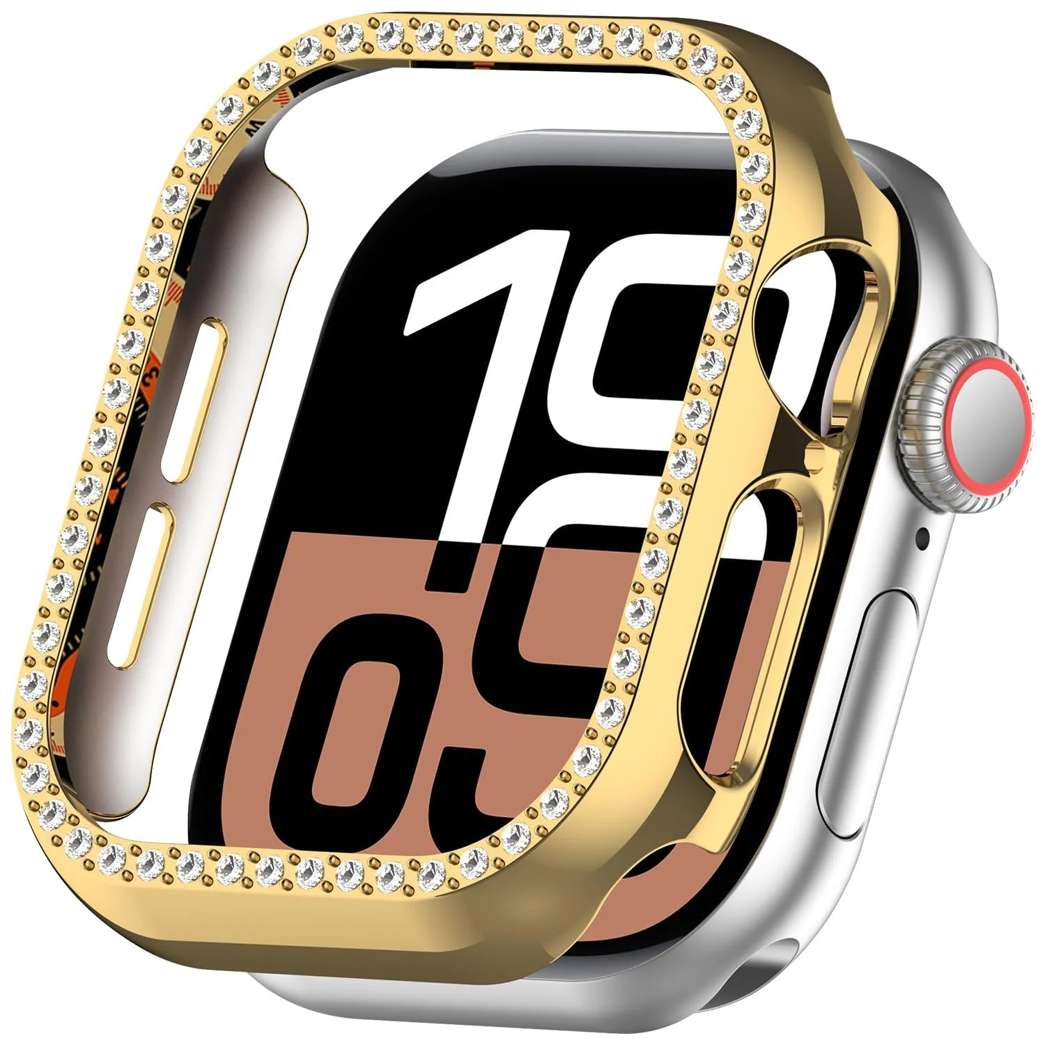 DL3 Mobilak Bling Case Without screen protector for Apple Watch Series 10 46mm, Hard PC Frame Case, Crystal Diamonds Bumper Cover for Women Girls, Slim Protective Cover for iWatch 10 46mm - Gold