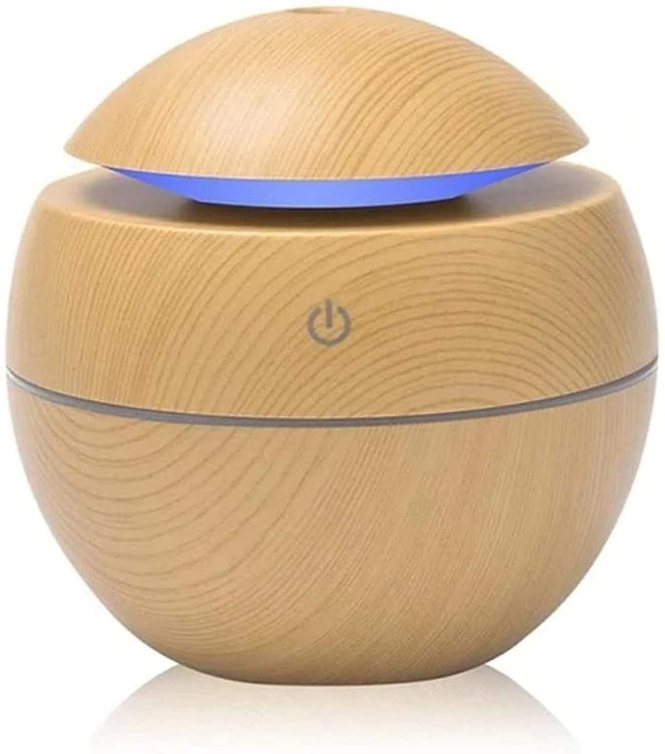 Mobigon Wood Cool Mist Ultrasonic Humidifier for Room Moisture, Aroma Diffuser for Home, 200ml Essential Oil Diffuser with 7 Colorful Night Light, Auto Shut-Off, Home, Office, car - A.Light Brown