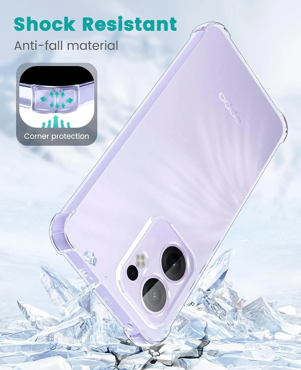 DL3 Mobilak Case Compatible with OPPO Reno 13F 4G / 5G, Cover Silicone TPU Gorilla Anti-shock Protector Camera Shockproof Corners - Clear