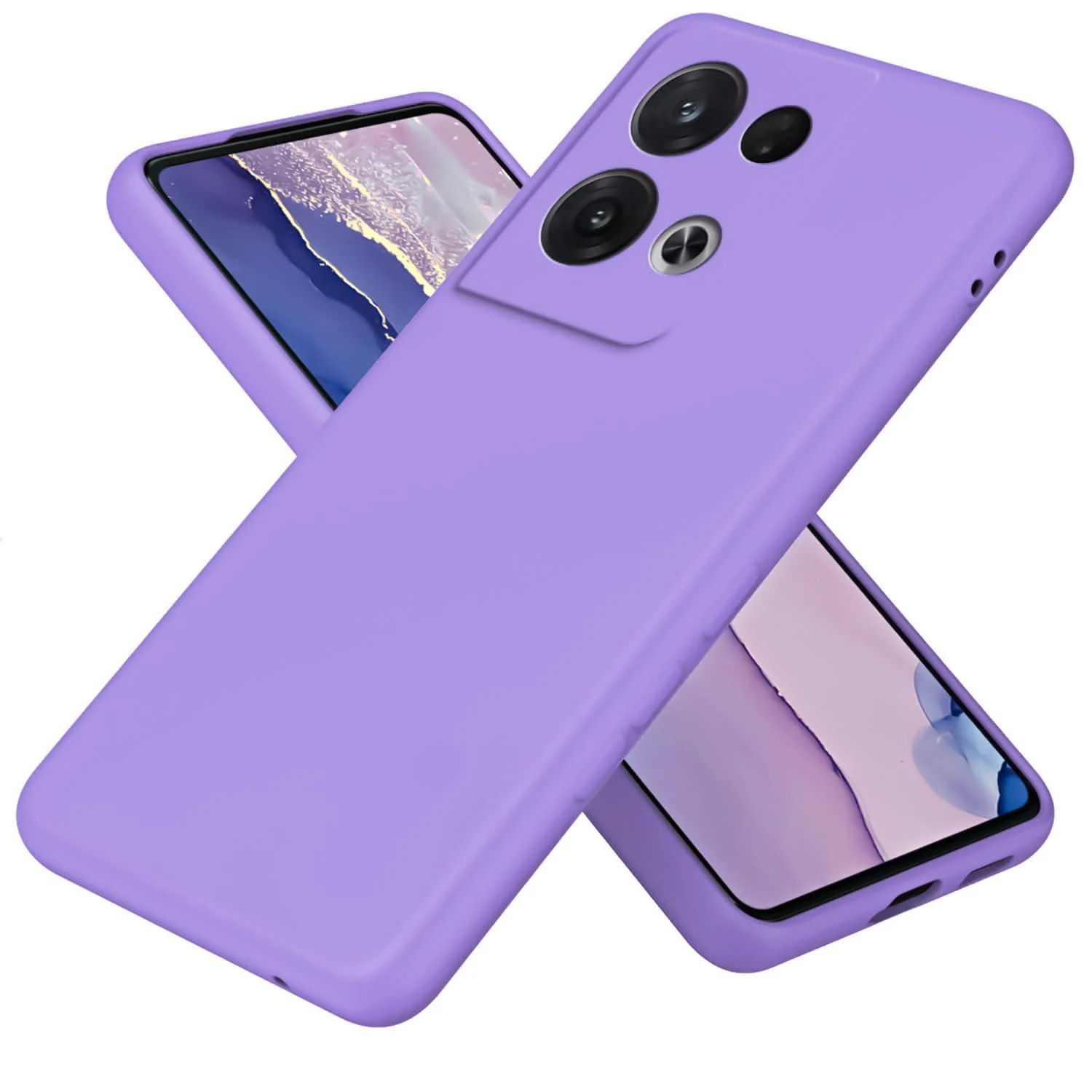DL3 Mobilak OPPO Reno 8 5G Case, Soft Flexible Liquid Silicone Gel Rubber Bumper Cover, Full Body Shockproof Protective Phone Case - Light Purple