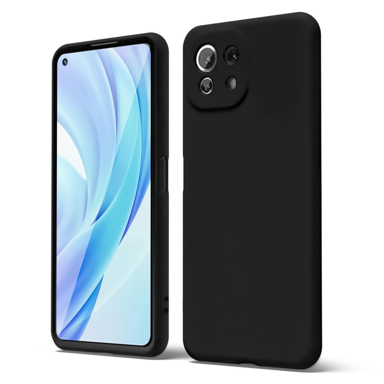 DL3 Mobilak Liquid Silicone Protective Case with Soft Microfiber Lining with Full Camera Protection for Xiaomi Mi 11 Lite 4G / 5G & Mi11 Lite 5G NE - Black