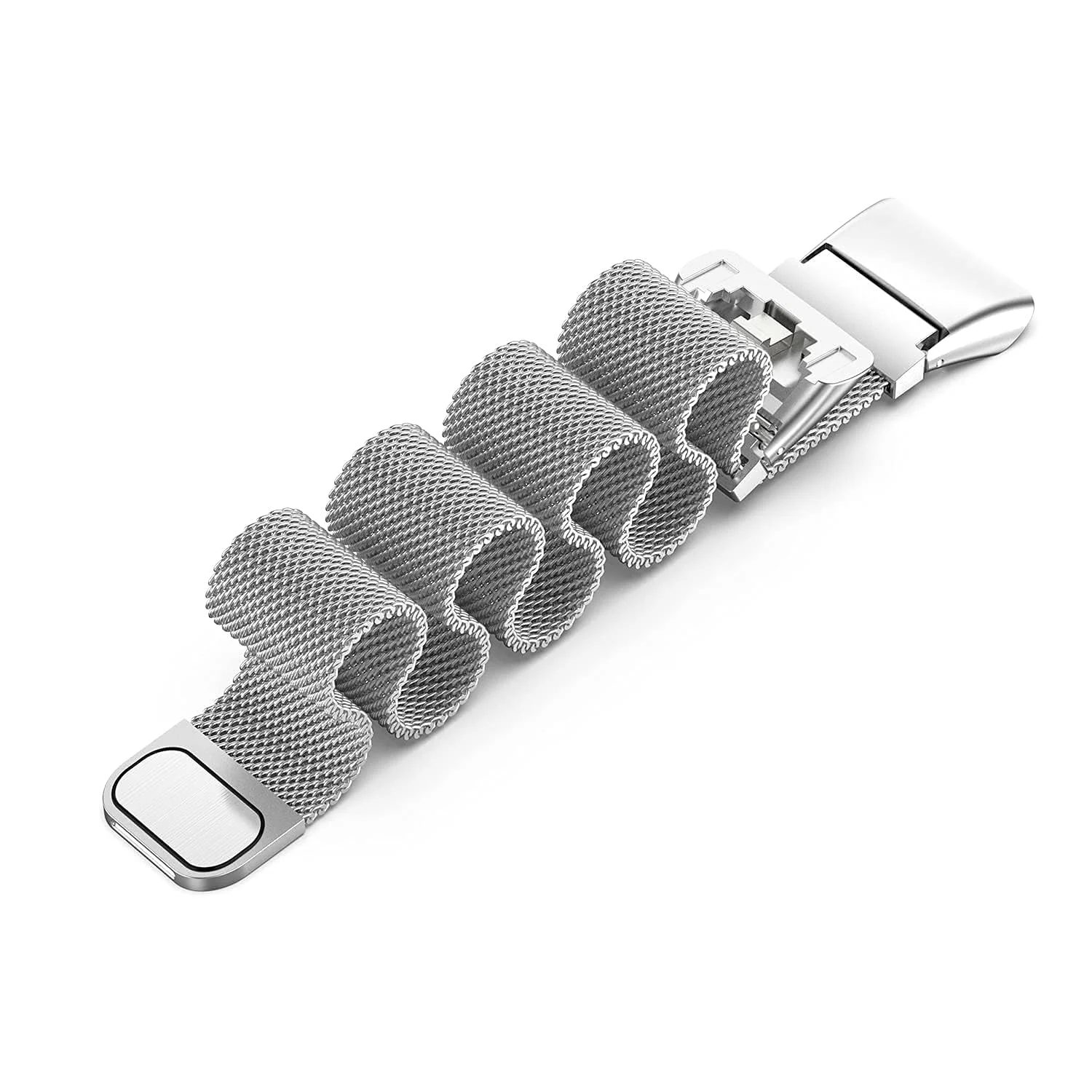 DL3 Mobilak Strap for Honor Band 6/Huawei Band 6/Huawei Band 6 Pro, Metal Woven Stainless Steel Magnetic Replacement Strap, Classic Adjustable Watch Strap For Honor Band 6 Bracelets - Silver