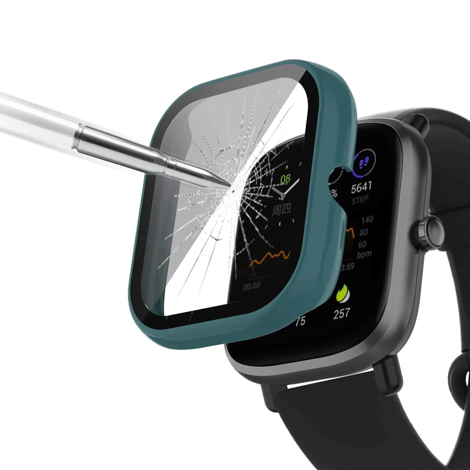DL3 Mobilak Protective Case Compatible with Amazfit GTS 2 Mini 9H Hardness PC Case Bumper Full Slim Protective Cover with Tempered Glass For Amazfit GTS2 Mini - Green