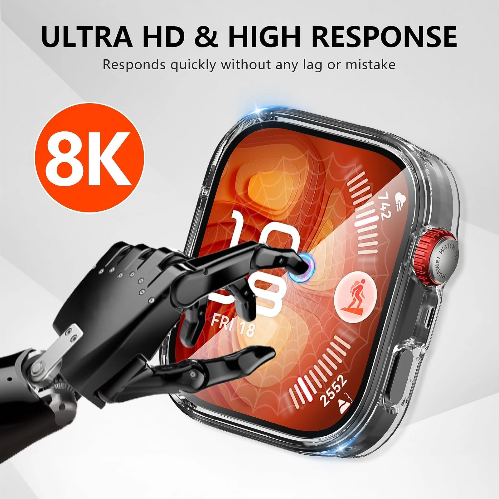 DL3 Mobilak Case Compatible with Huawei Watch Fit 4 Pro, Full Coverage Slim Hard Case Protective Bumper Built-in Tempered Glass Screen Protector Shell for Huawei Watch Fit 4 Pro - Clear