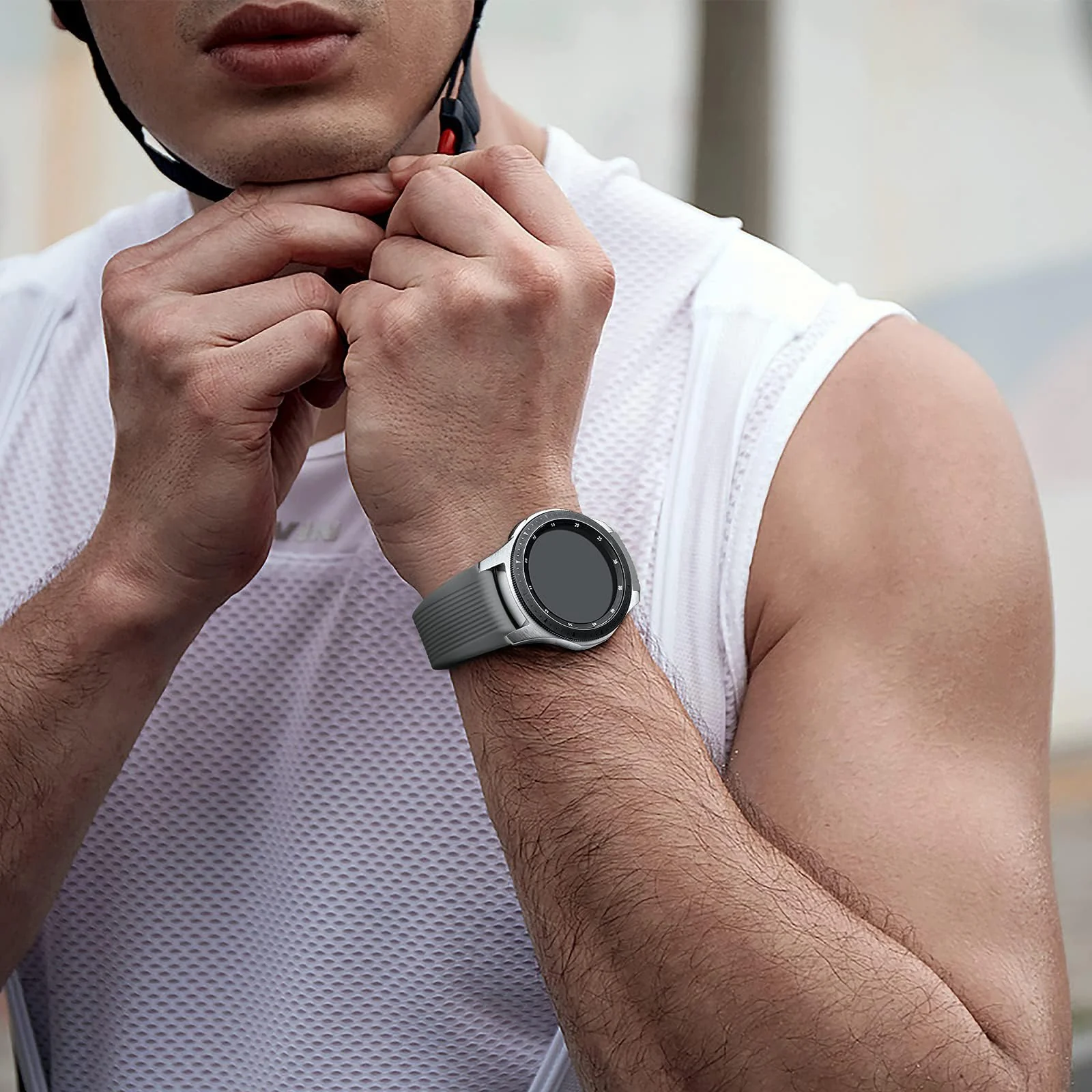DL3 Mobilak Silicone Sport Band 22MM Xiaomi Redmi Watch 5 Active/5 Lite/Samsung Galaxy Watch 46mm/Watch 3 45mm/Gear S3/Huawei watch (GT6 GT5 GT4 GT3 GT2 GT 46MM)/GT2E/GT5 Pro/GT 6 Pro/Amazfit GTR 3/4 - Gray
