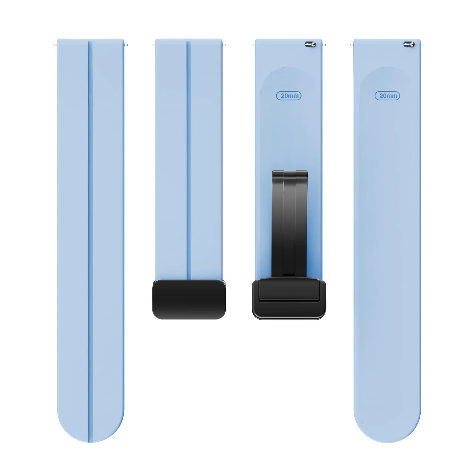 DL3 Mobilak Strap Silicone Magnetic Clasp 20MM Band for Samsung Gear Sport/Watch 4/5/5 Pro/S2 Classic/Active 2 40mm 44mm/Amazfit GTS 3/4/4 Mini/Bip 3/GTS 2 Mini/2e/Bip - Light Blue
