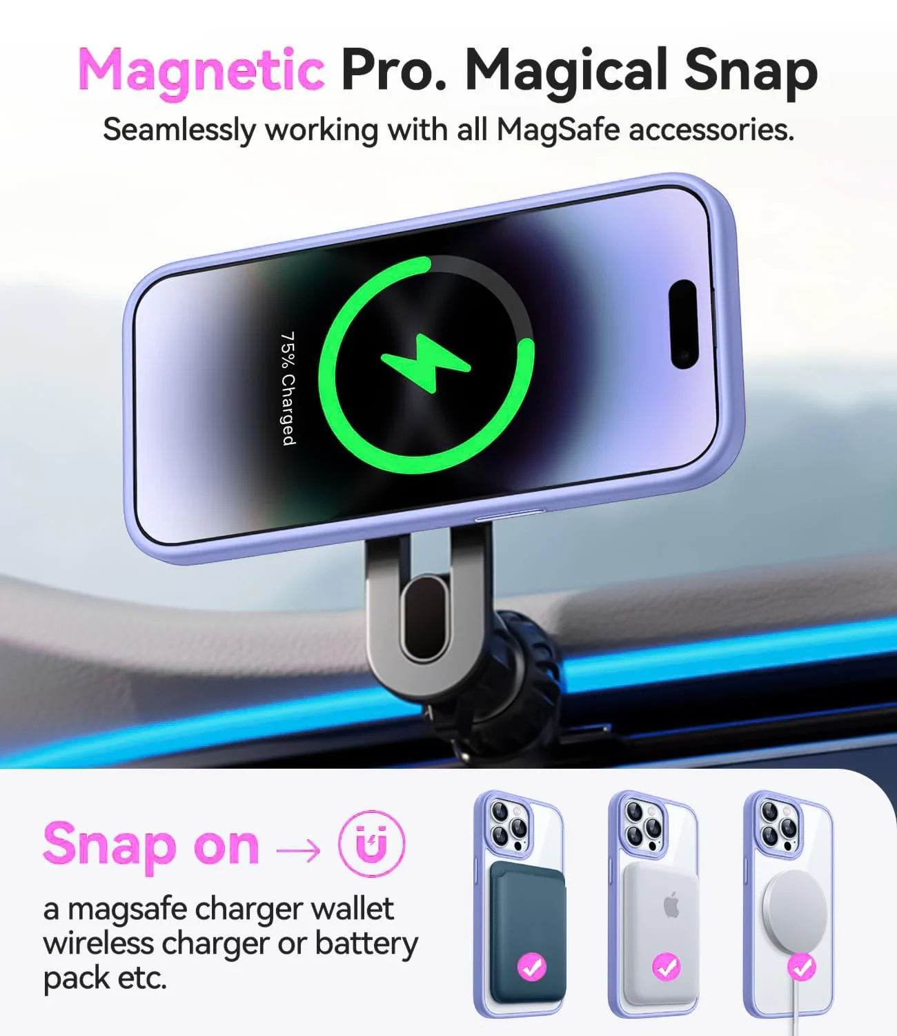 DL3 Mobilak Clear MagSafe-Compatible Magnetic Case for iPhone 16 Pro with Military-Grade Protection - Sierra Blue