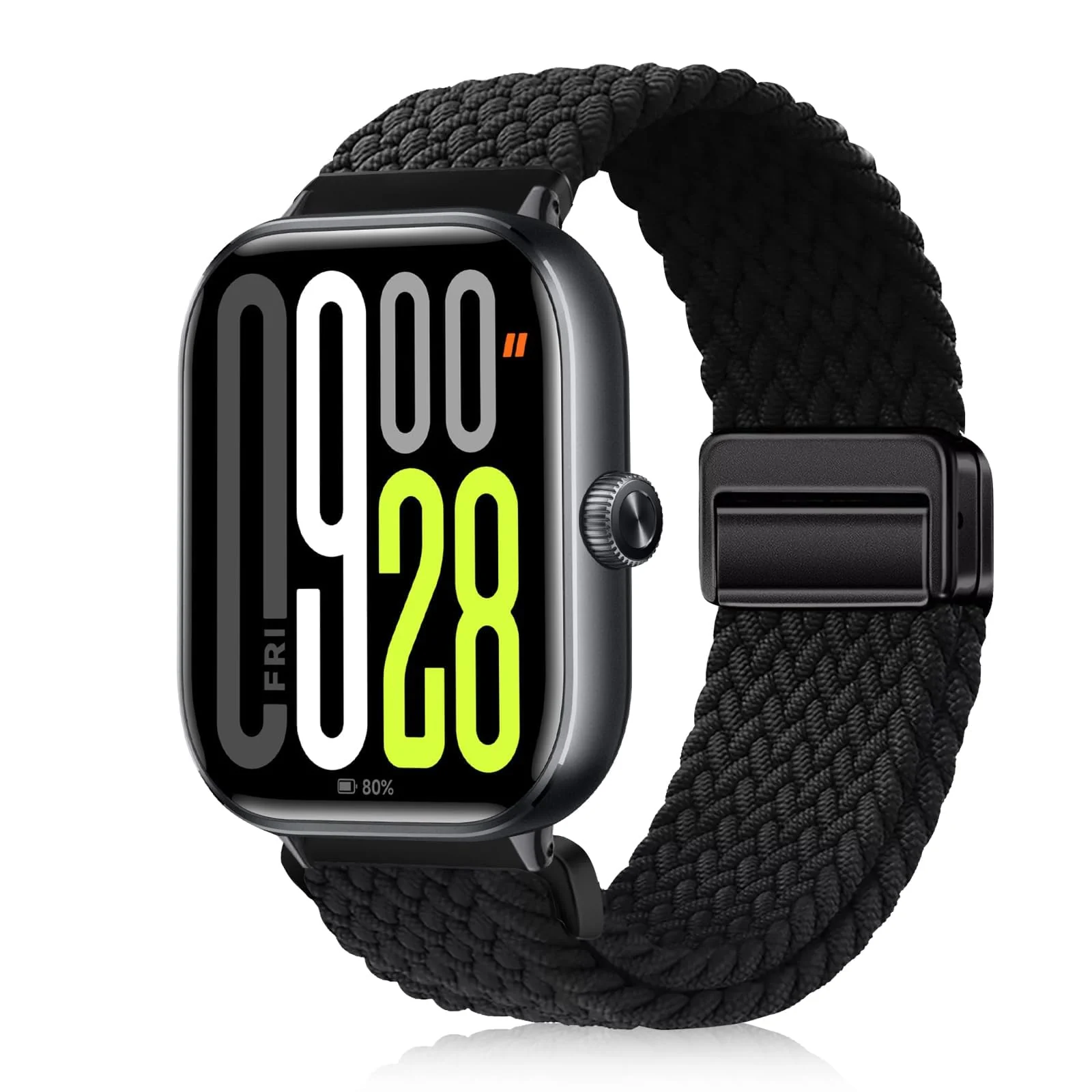 DL3 Mobilak Braided Bracelet Compatible with Redmi Watch 4/5 / 6 / Xiaomi Smart Band 8 Pro/Band 9 Pro, Nylon Magnetic Fabric Elastic Sport Nylon Replacement Strap for Men Women