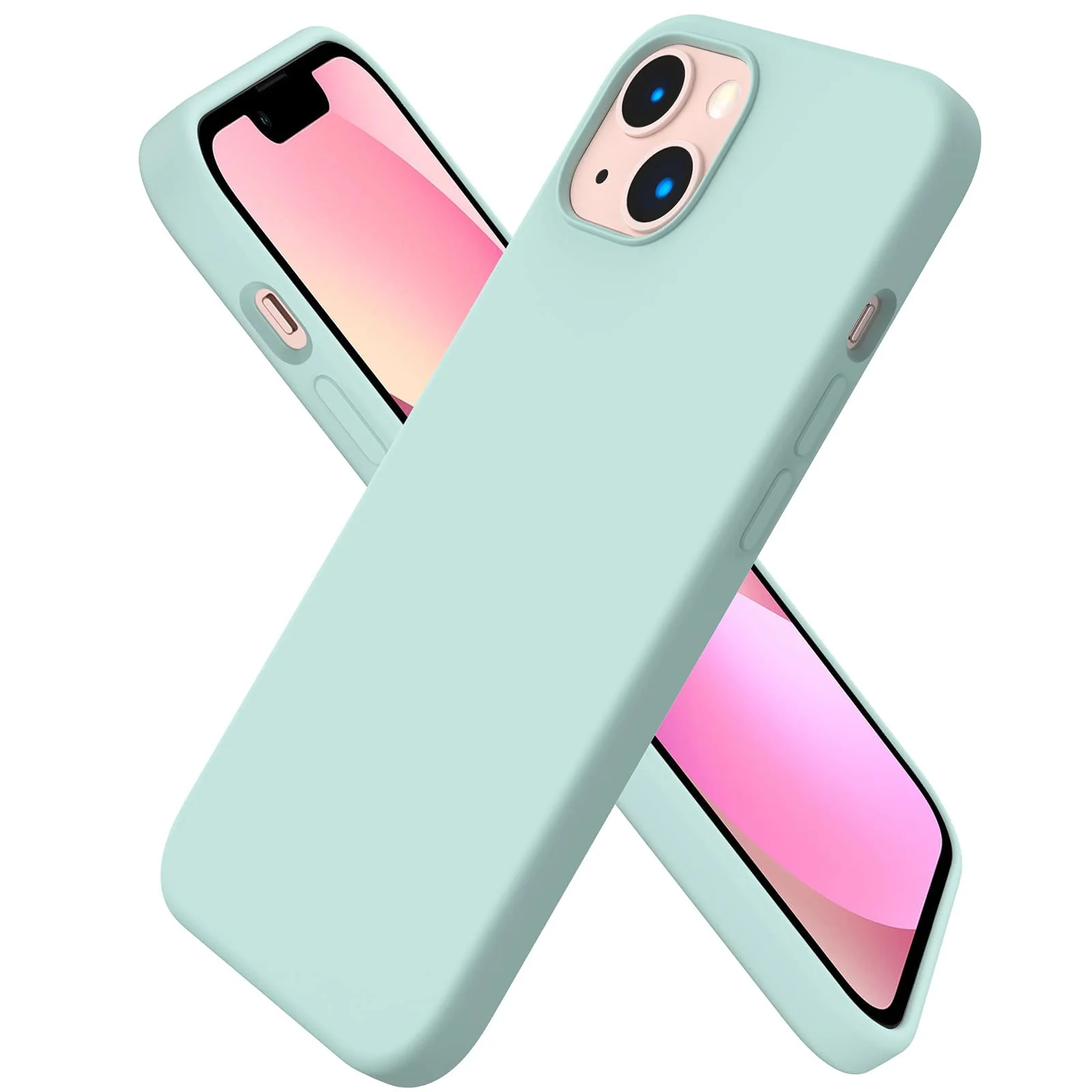 DL3 Mobilak Liquid Silicone Protective Case with Soft Microfiber Lining for iPhone 13 / iPhone 14 - Mint Green