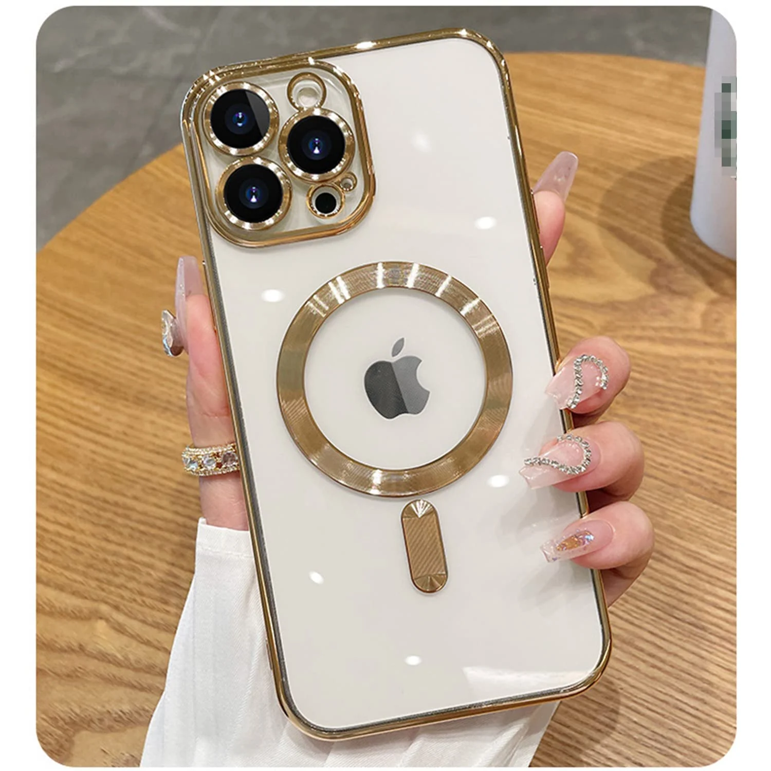 DL3 Mobilak Clear MagSafe-Compatible TPU Case and Camera Lens Protector for iPhone 12 (6.1 Inch) - Gold