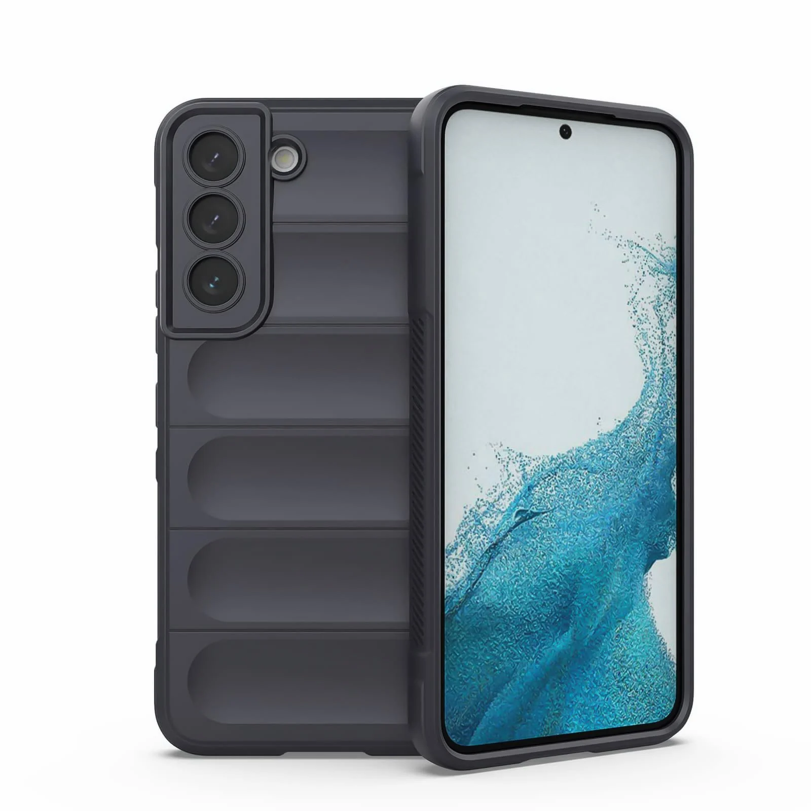 DL3 Mobilak Silicone Case for Samsung Galaxy S21 FE Heavy Duty Protective [Slim Fit] Shockproof Soft Flexible Protective Design Shock-Absorption TPU Cover With Camera Protection - Dark Gray