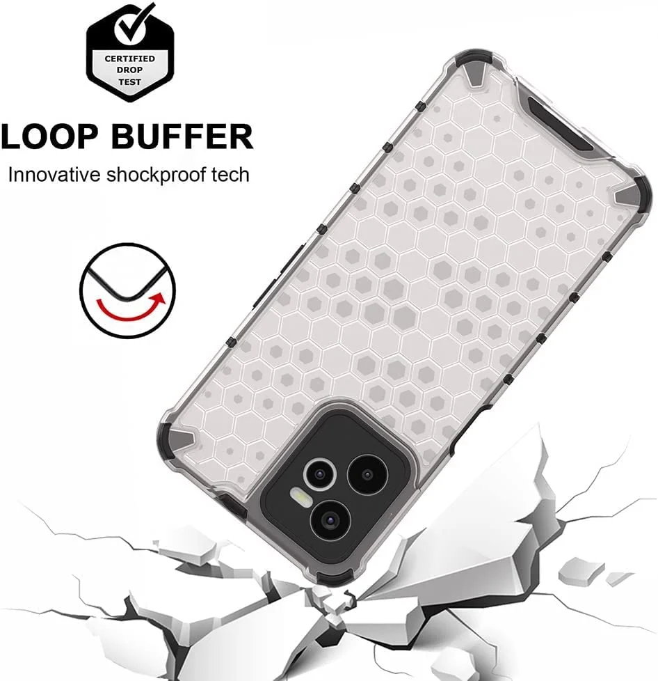 DL3 Mobilak Honeycomb Protective Case for OPPO realme C35 / Narzo 50A Prime, Shock-absorbing protection, Transparent design, Slim, lightweight profile - Black