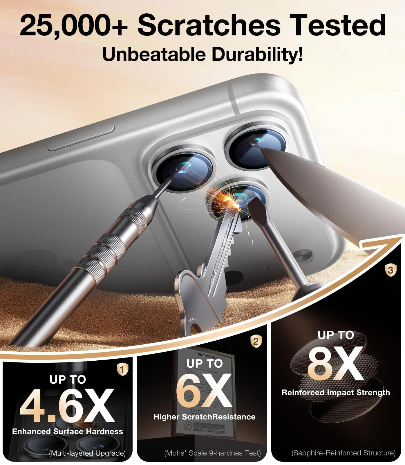 DL3 Mobilak Camera Lens Protector For iPhone 17 Pro/iPhone 17 Pro Max, [Keep Original Shooting] Tempered Glass Screen Protector Metal Individual Camera Cover, Case Friendly - Grey
