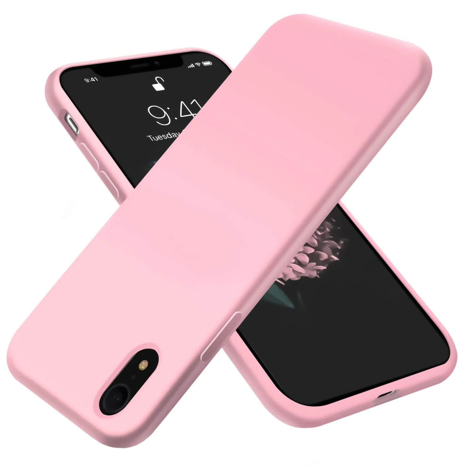 DL3 Mobilak Compatible with iPhone XR Case, Liquid Silicone Case, Full Body Protective Cover, Shockproof, Slim Phone Case, Anti-Scratch Soft Microfiber Lining - Pink