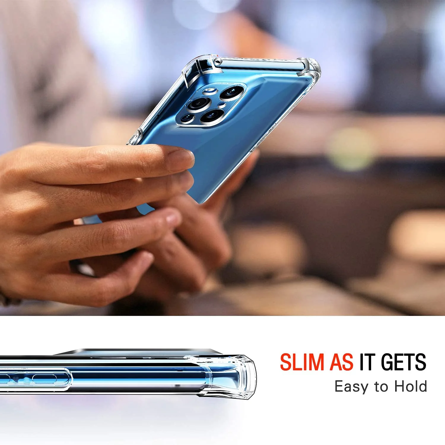 DL3 Mobilak Case Compatible with OPPO Find X3 Pro/Find X3, Cover Silicone Transparent TPU Gorilla Anti-shock Protector Camera Shockproof Corners - Clear