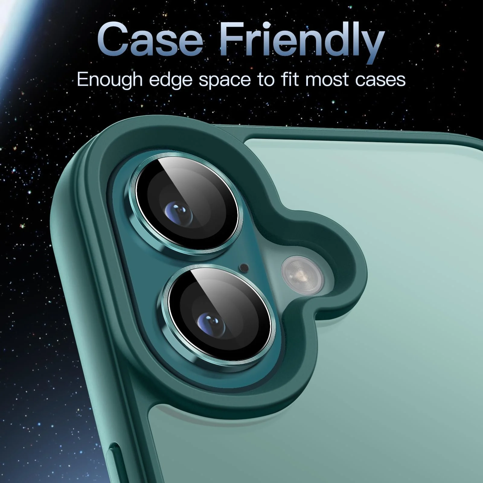 DL3 Mobilak Camera Lens Protector For iPhone 16/iPhone 16+ Plus, [Keep Original Shooting] Tempered Glass Screen Protector Metal Individual Camera Cover, Case Friendly - Teal