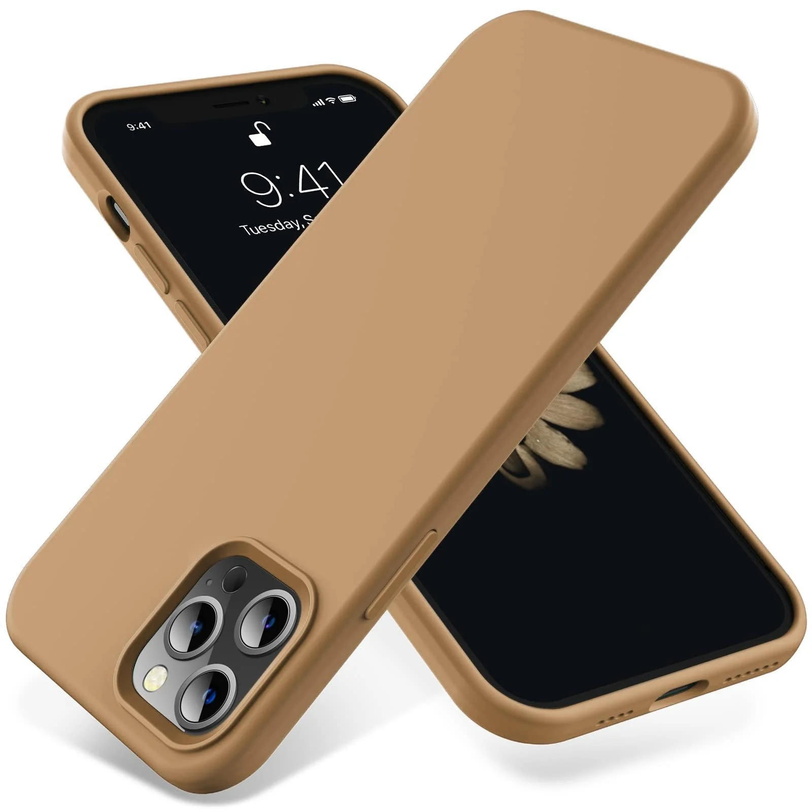 DL3 Mobilak Liquid Silicone Case for iPhone 15 Pro Max, Supports wireless charging, Shock-absorbing protection, Scratch-resistant surface - Light Desert