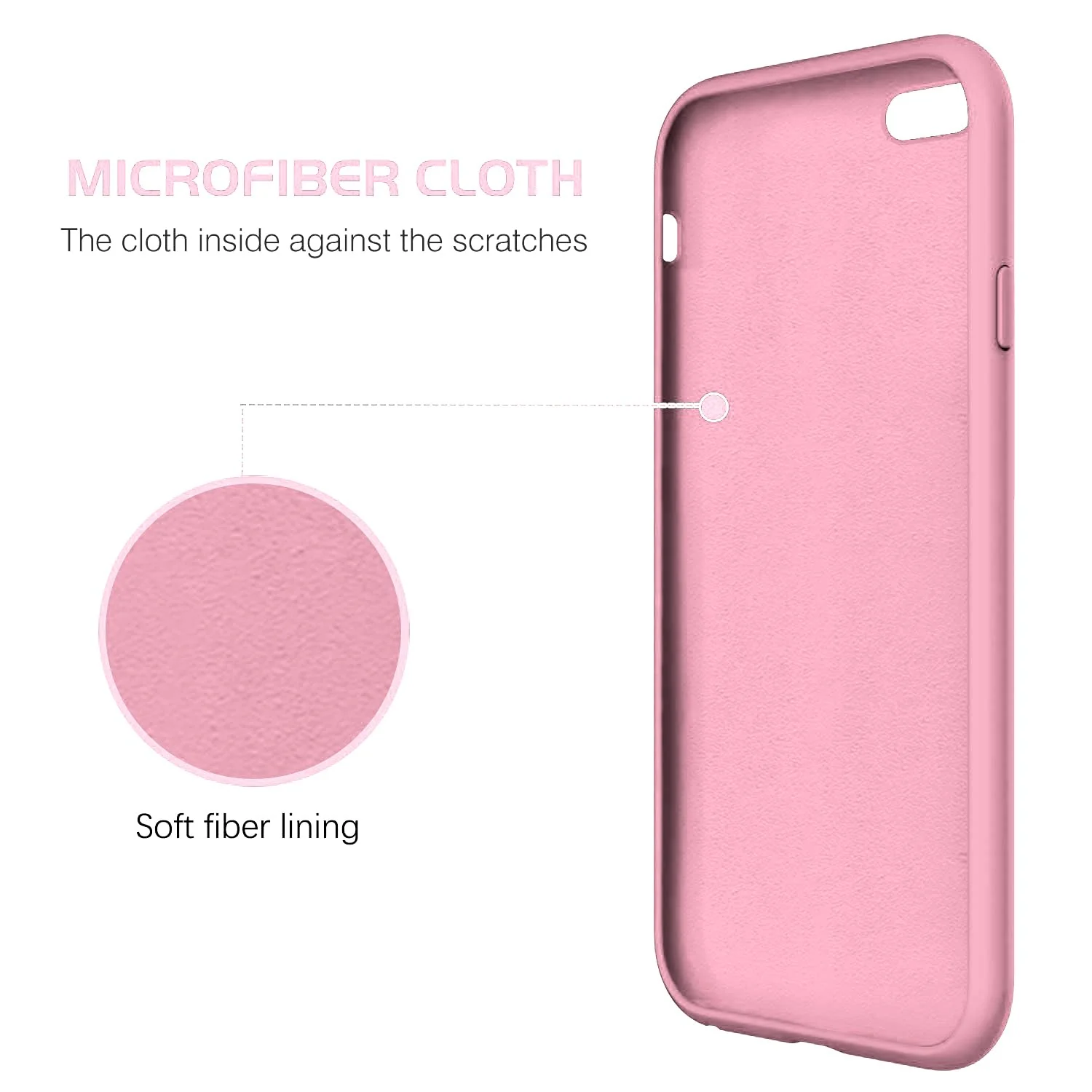 DL3 Mobilak Liquid Silicone Case for iPhone 6 Plus / 6S Plus, Shock-absorbing protection, Scratch-resistant surface, Soft microfiber lining - Pink