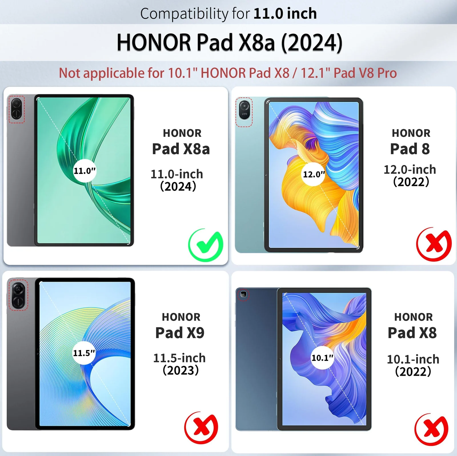 DL3 Mobilak Honor Pad X8a Case 11 inch 2024 Tablet Cover Case with Pencil Holder, Soft TPU Back Trifold Stand Protective Smart Cover Flip, Auto Wake&Sleep - Blue
