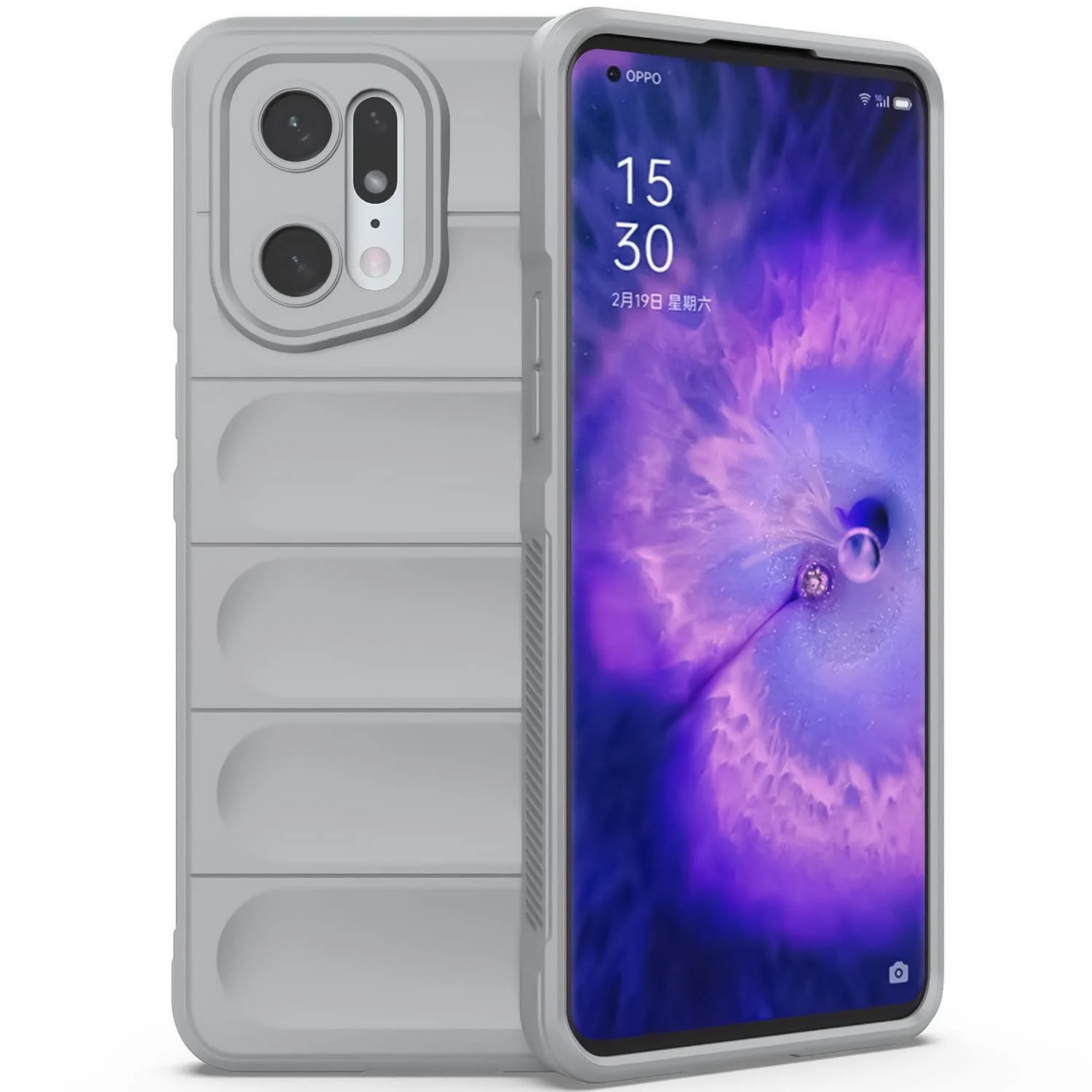 DL3 Mobilak Soft Silicone Protective Case for OPPO Find X5 with Camera Protection and Shockproof Design - Gray