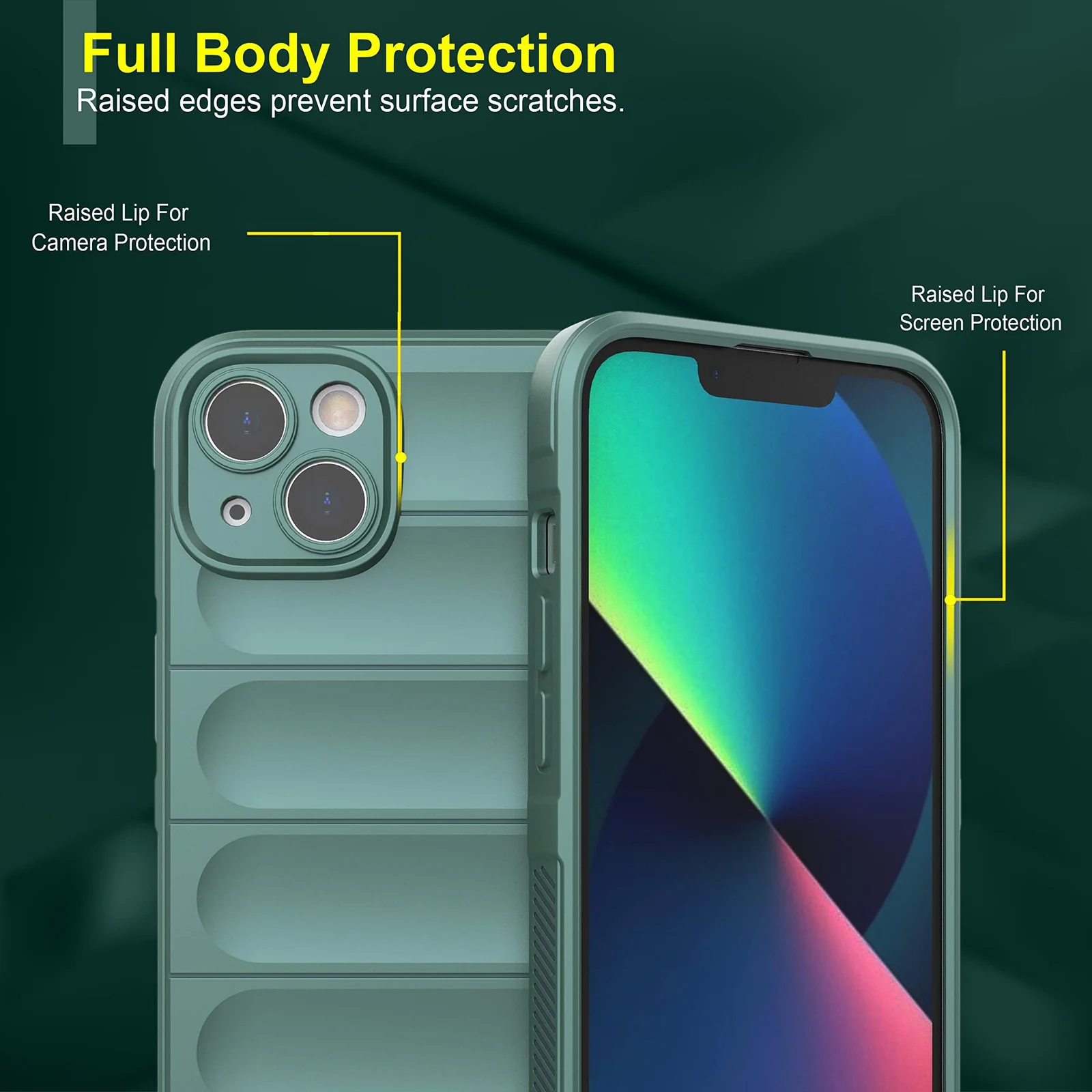 DL3 Mobilak Soft Silicone Protective Case for Apple iPhone 15 with Camera Protection and Shockproof Design - Green