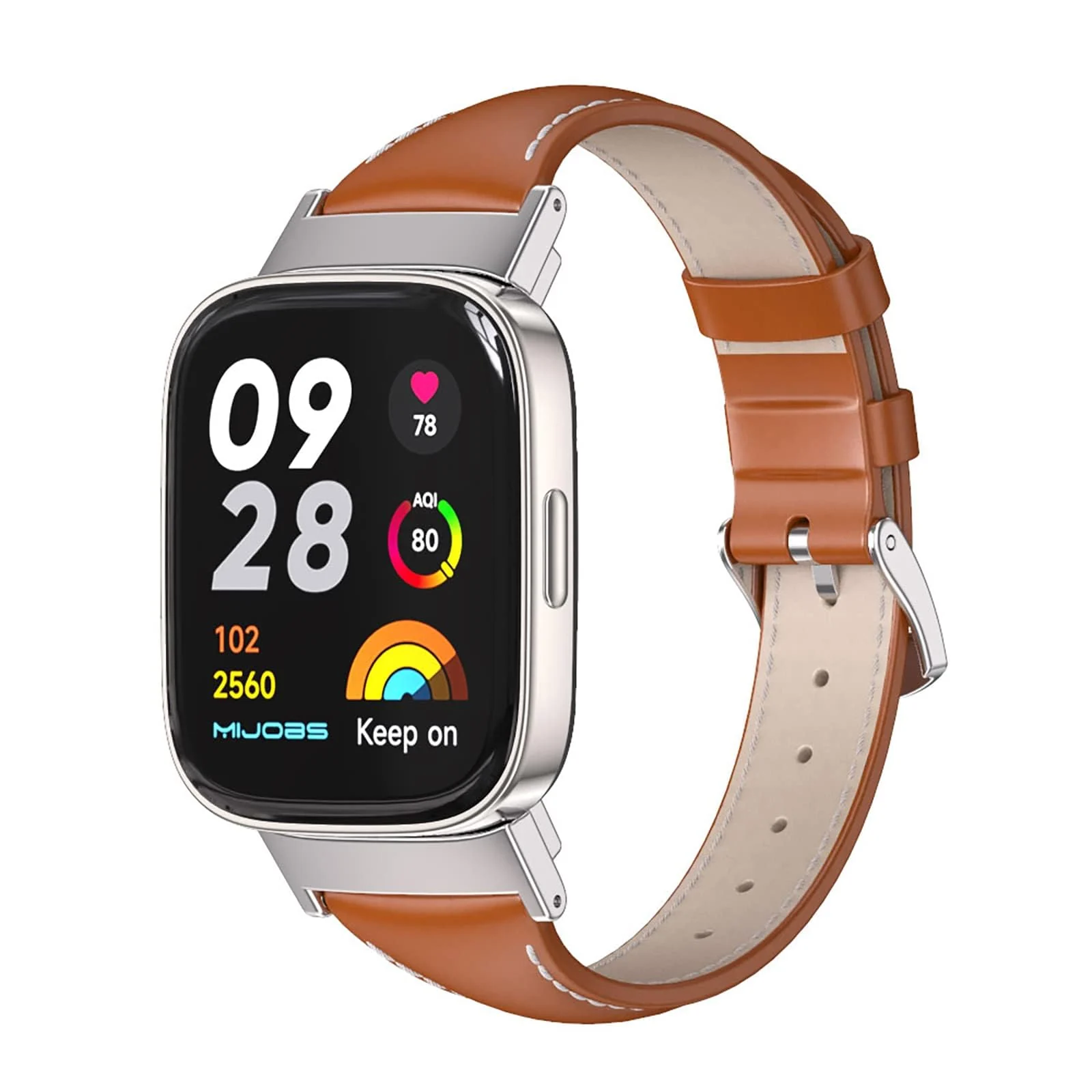 DL3 Mobilak Vintage Leather Strap Compatible With Xiaomi Redmi Watch 3 - Metal Buckle Breathable Replacement for Men and Women - Black - Brown