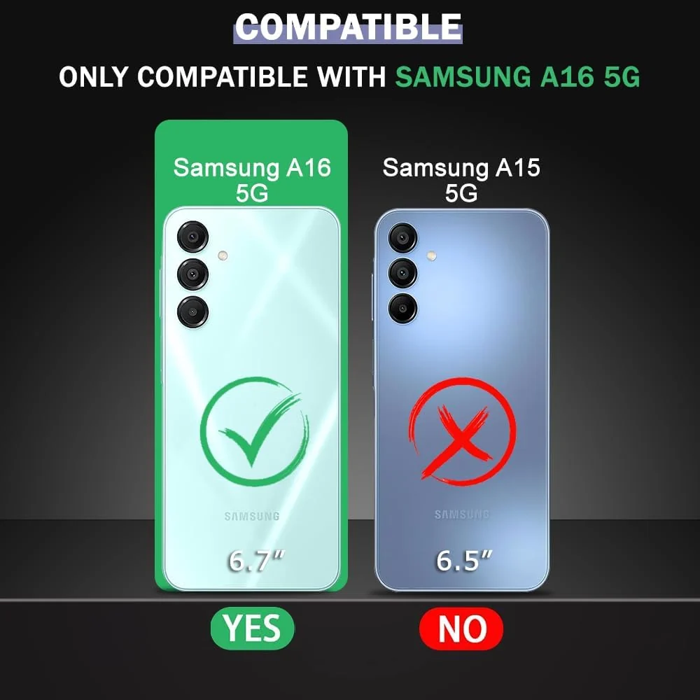 DL3 Mobilak Clear PC and TPU Protective Case for Samsung Galaxy A16 with Camera Protection and Military-Grade Protection - Black