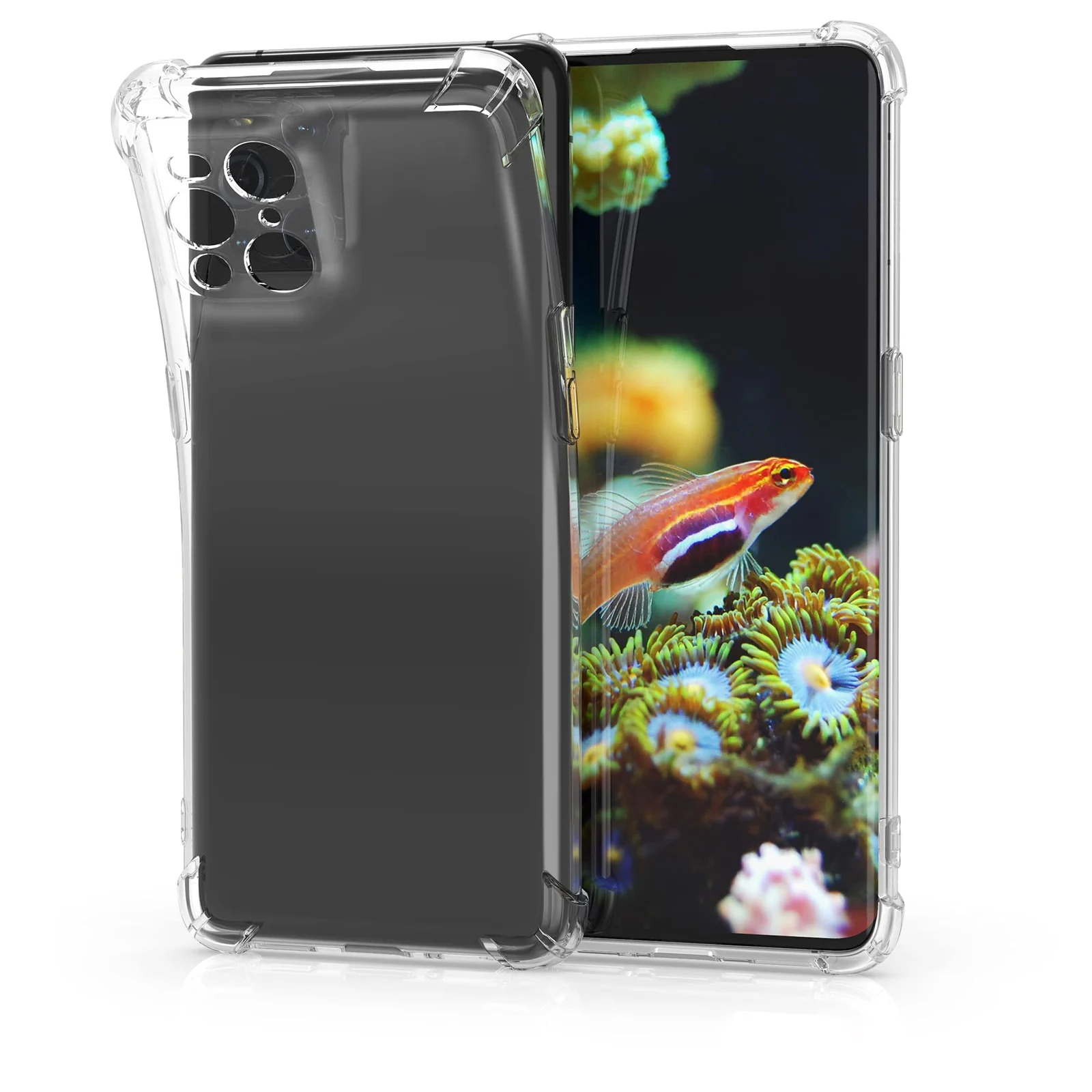 DL3 Mobilak Case Compatible with OPPO Find X3 Pro/Find X3, Cover Silicone Transparent TPU Gorilla Anti-shock Protector Camera Shockproof Corners - Clear
