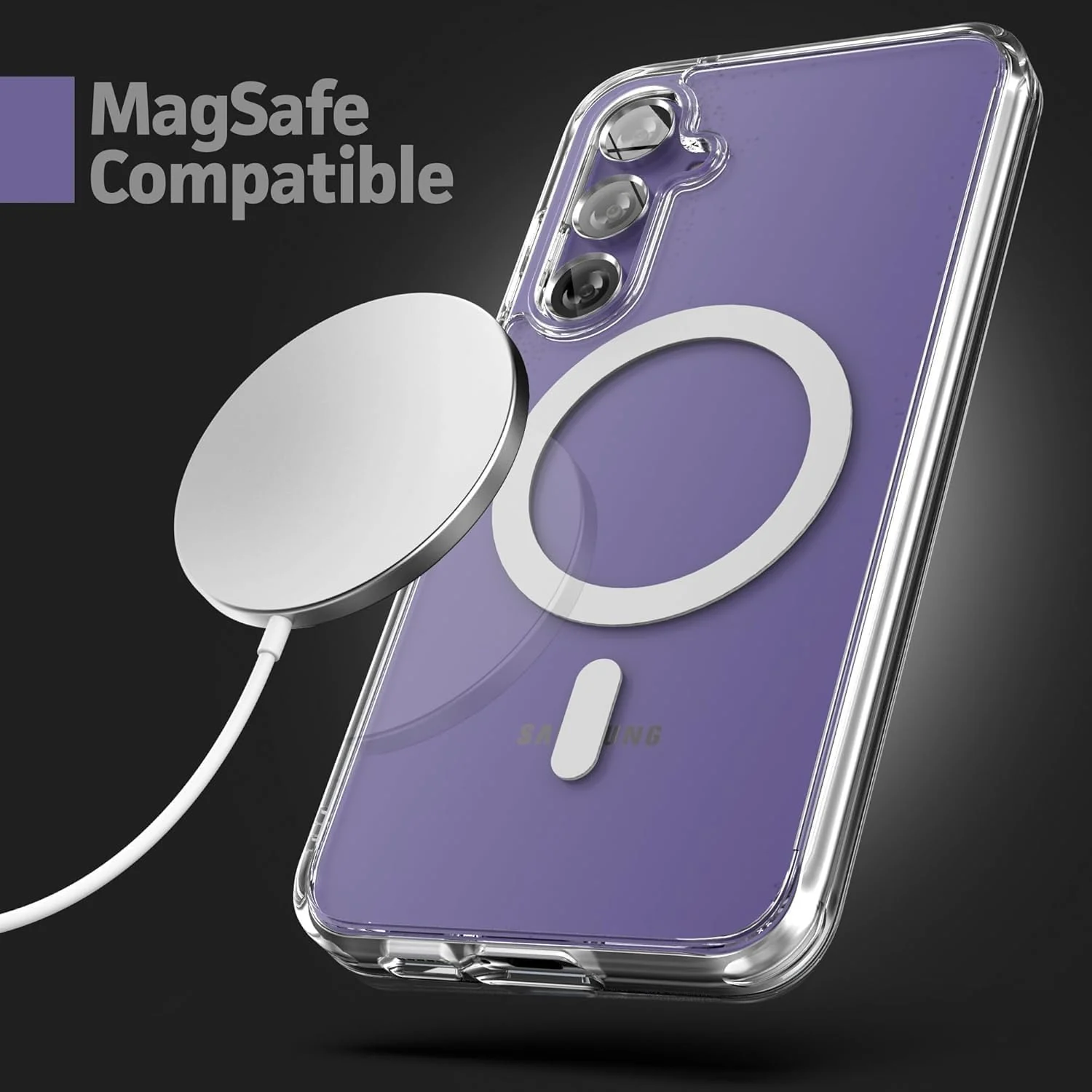 DL3 Mobilak for Samsung Galaxy S24 FE Case [Compatible with MagSafe] [Strong Magnet] [Non-Yellowing] Magnetic Slim Thin Bumper Phone Cover, Lightweight, and Durable - Clear