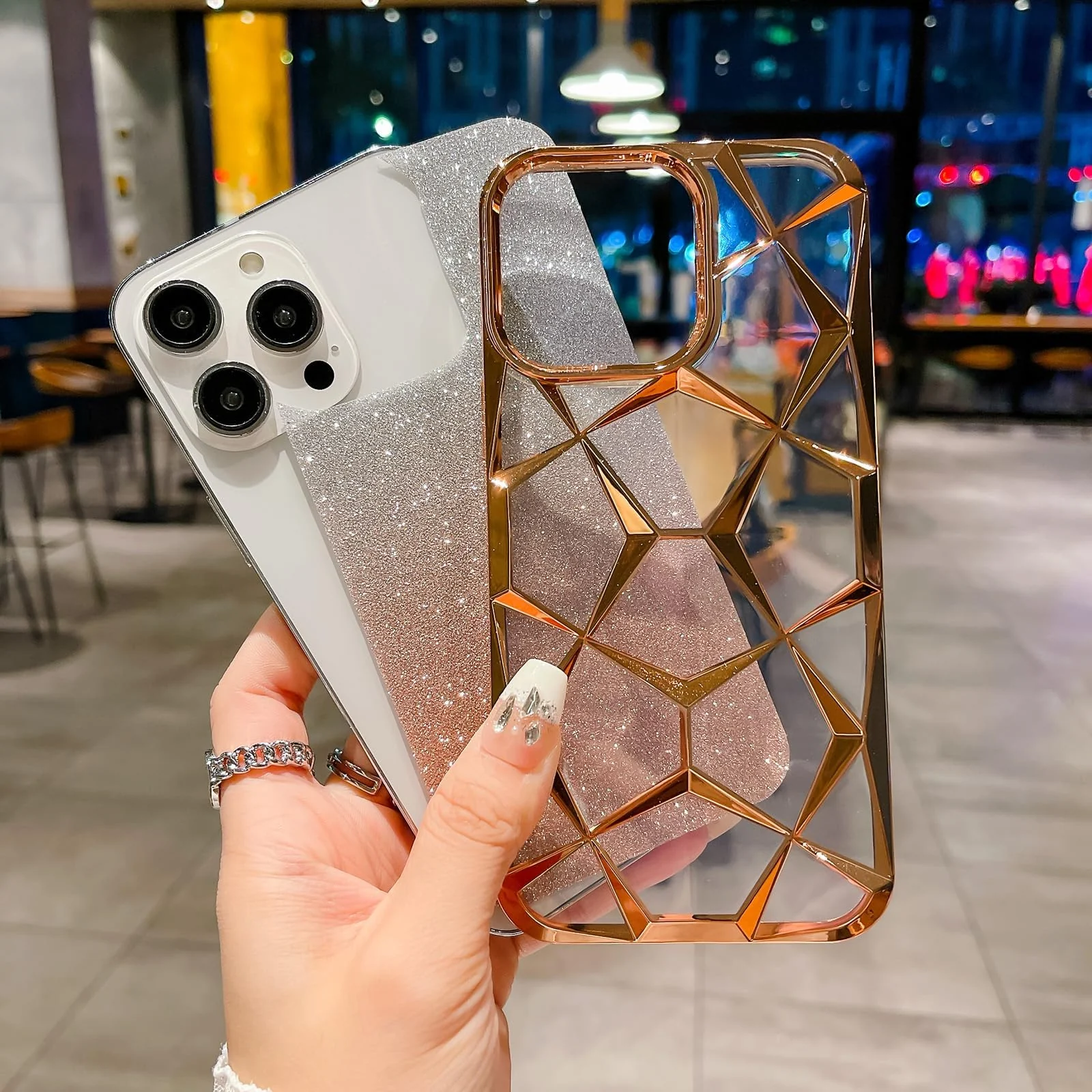 DL3 Mobilak Compatible with Samsung Galaxy A36 Case Plating Bling Gradient Glitter Clear Cover Soft TPU Silicone Cute Camera Protection Shockproof Back for Women Girls Case - Gold