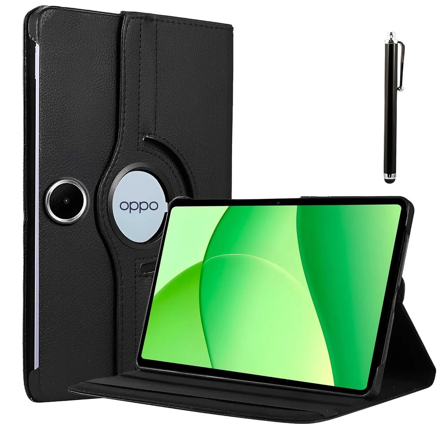 DL3 Mobilak Protective Cover for OPPO Pad SE 11 inch, 360° Rotatable Smart Stand, Leather Folio Flip Cover with Multi-Angle Viewing, Auto Wake Sleep - Black