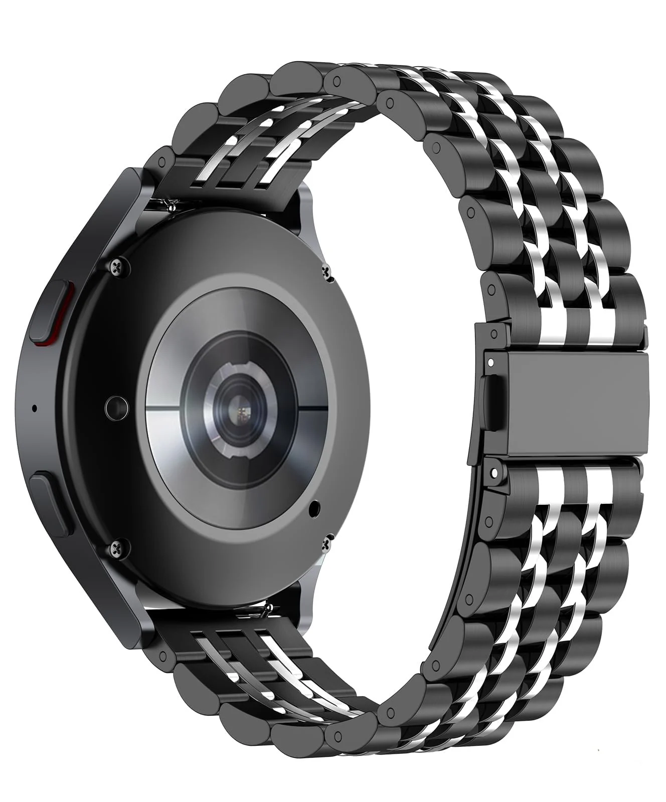DL3 MOBILAK Adjustable Stainless-Steel Link Watch Strap for watches with 20mm lugs - Black/Silver