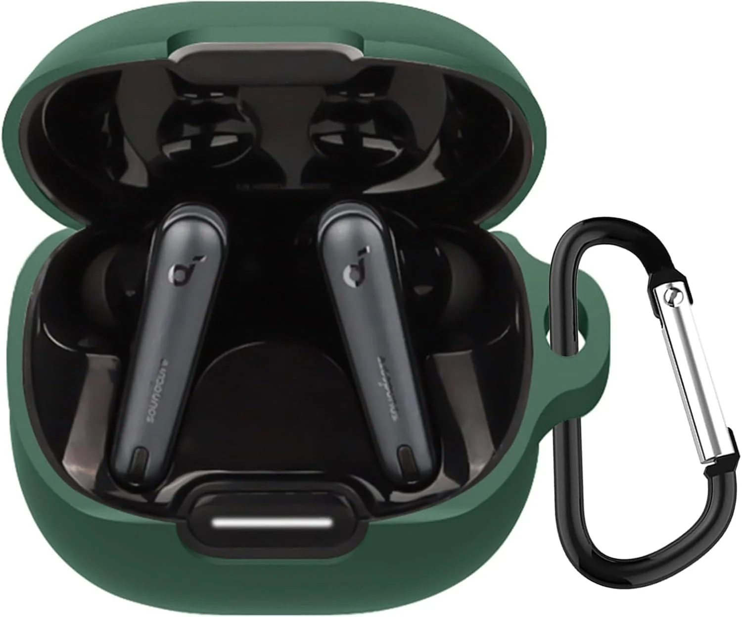 DL3 Mobilak Silicone Case Compatible with Soundcore Liberty 4 NC Earbuds, Soft Silicone Protective Case Cover, Shockproof Sleeve with Carabiner - Green