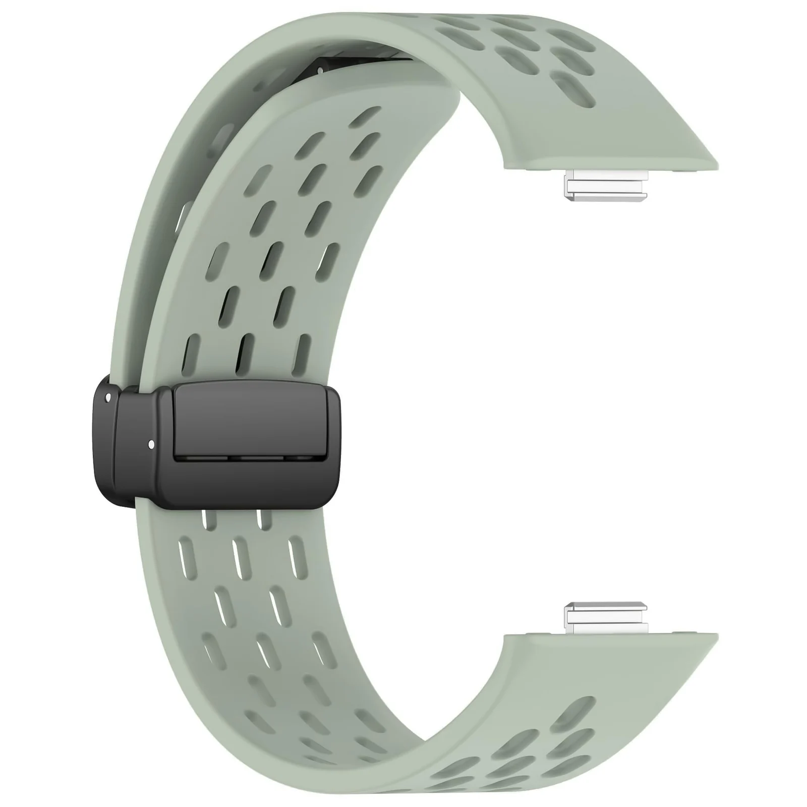 DL3 Mobilak Silicone Strap Compatible with Huawei Watch Fit 3/Fit 4/Fit 4 Pro Magnetic Metal Buckle Sport Silicone Breathable Strap for Men Women Band Quick Release Soft Replacment Wristband - Light Green