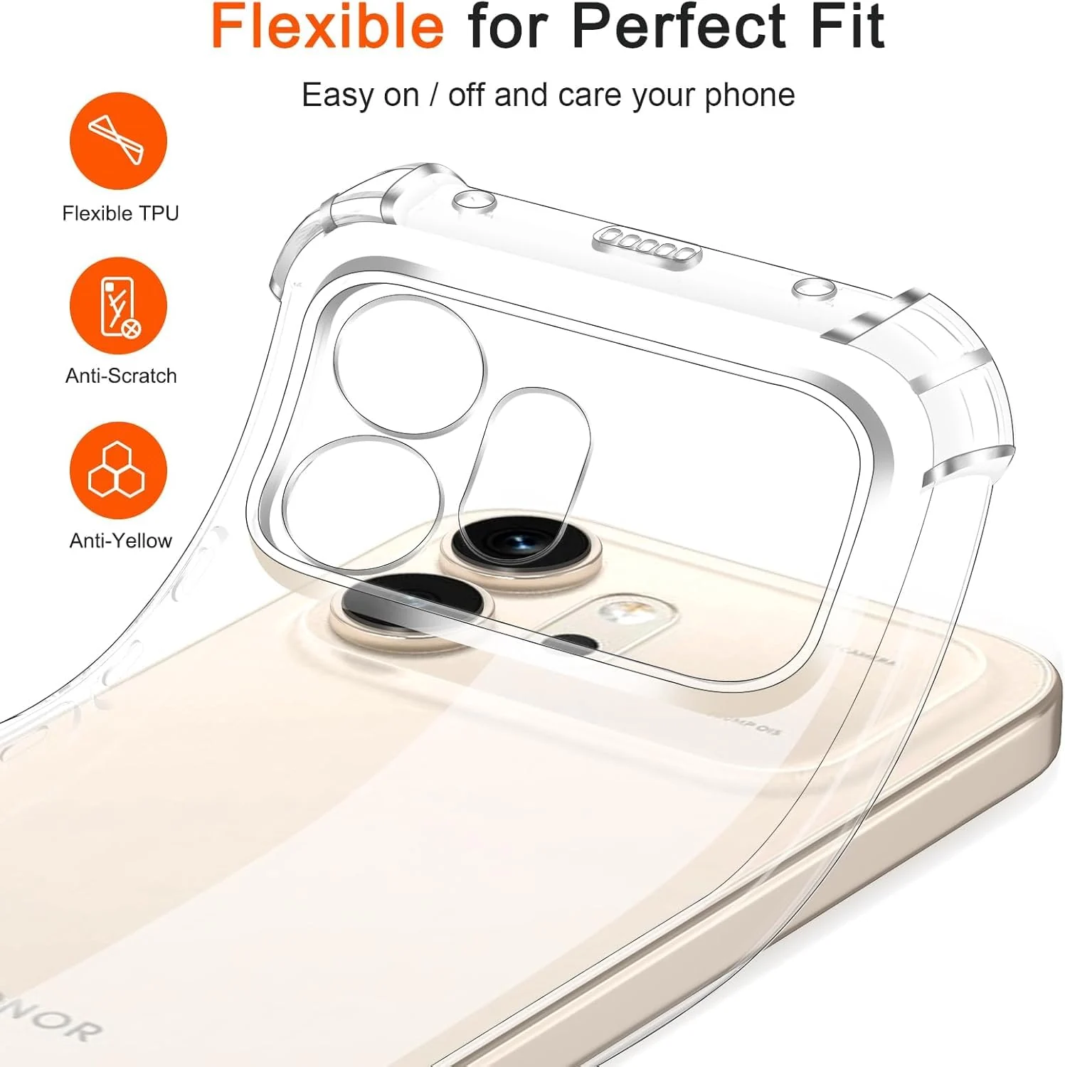 DL3 Mobilak Case Compatible with Honor 600 5G, Cover SiliconeTransparent TPU Gorilla Anti-shock Protector Camera Shockproof Corners - Clear