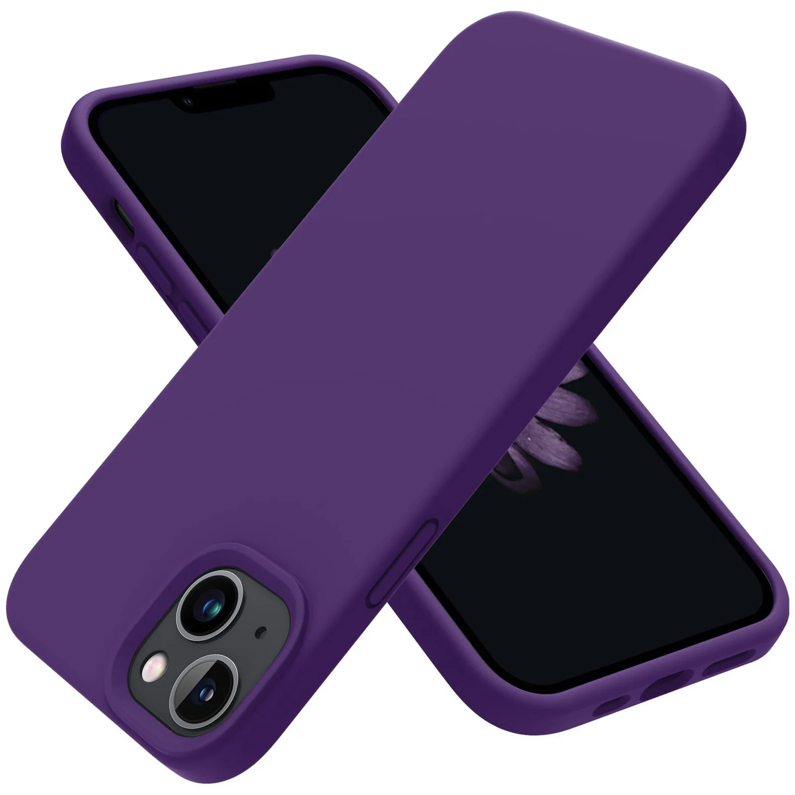 DL3 Mobilak Compatible with iPhone 13 / iPhone 14 (6.1 Inch) Case, Liquid Silicone Case, Full Body Protective Cover, Shockproof, Slim Phone Case, Anti-Scratch Soft Microfiber Lining - violet