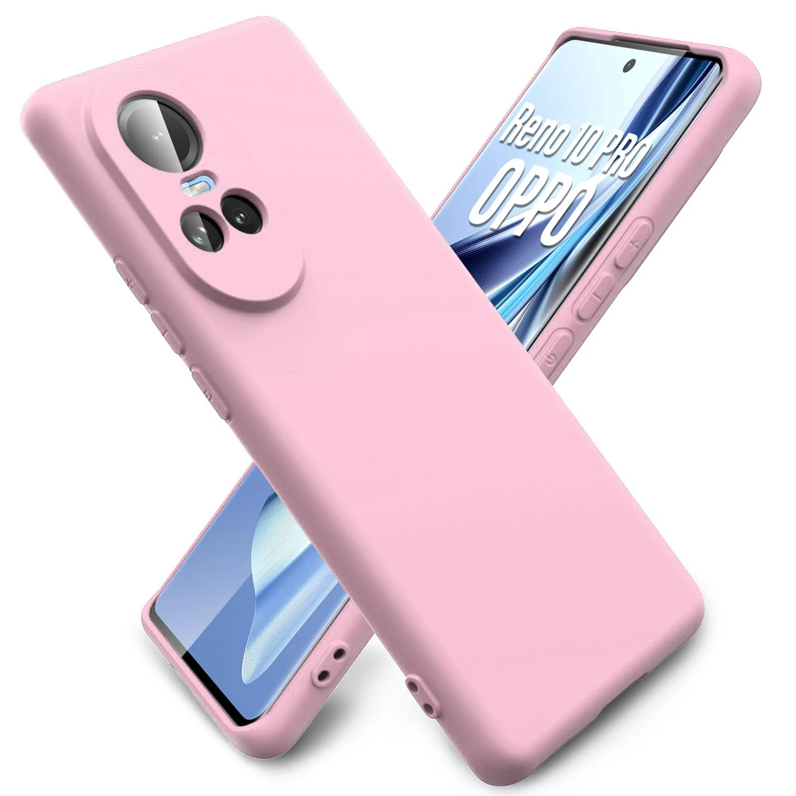 DL3 Mobilak Liquid Silicone Protective Case with Soft Microfiber Lining for OPPO Reno 10 5G | OPPO Reno 10 Pro 5G - Pink
