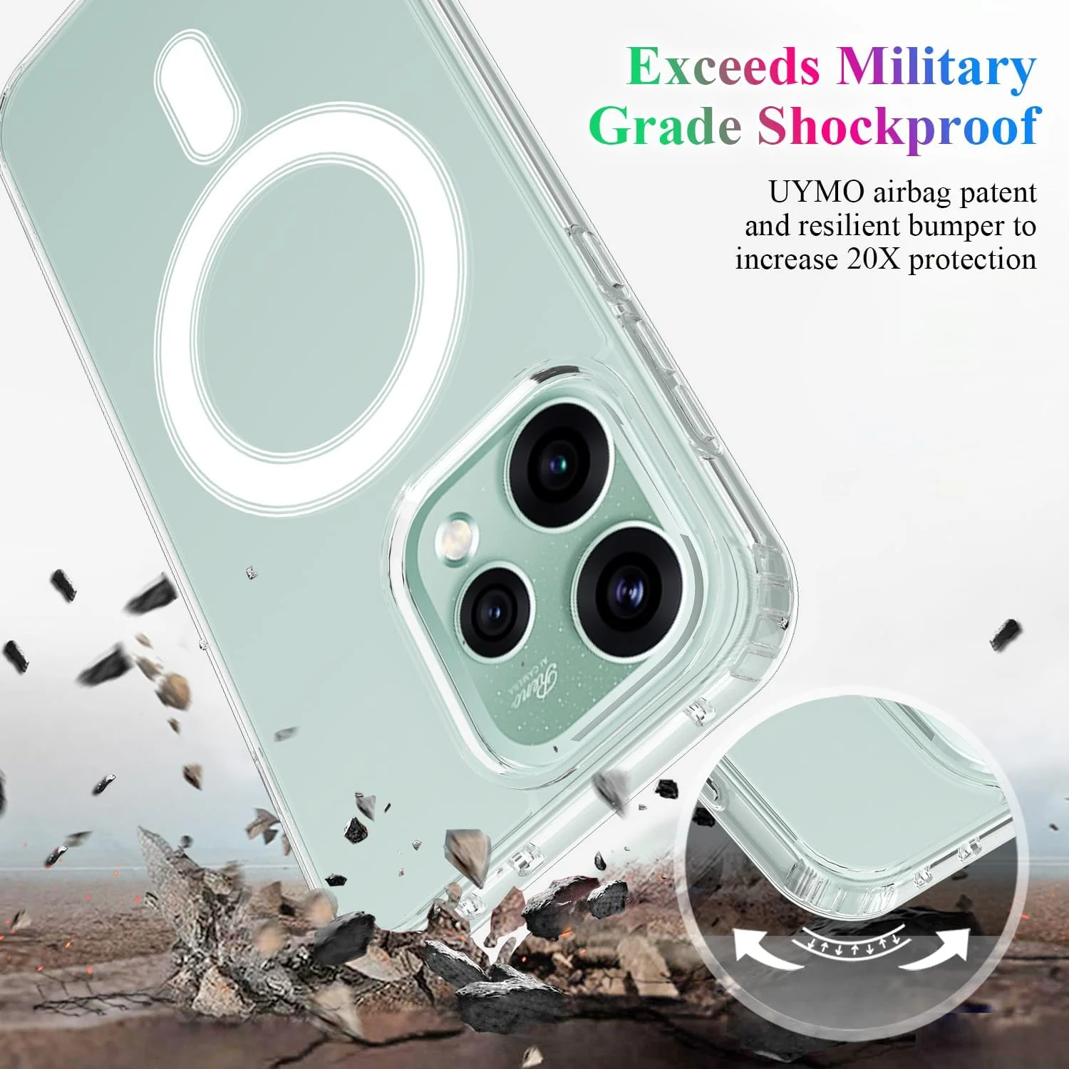 MOBIGON Slim Magnetic MagSafe-Compatible Phone Case for OPPO Reno 15 5G, Clear