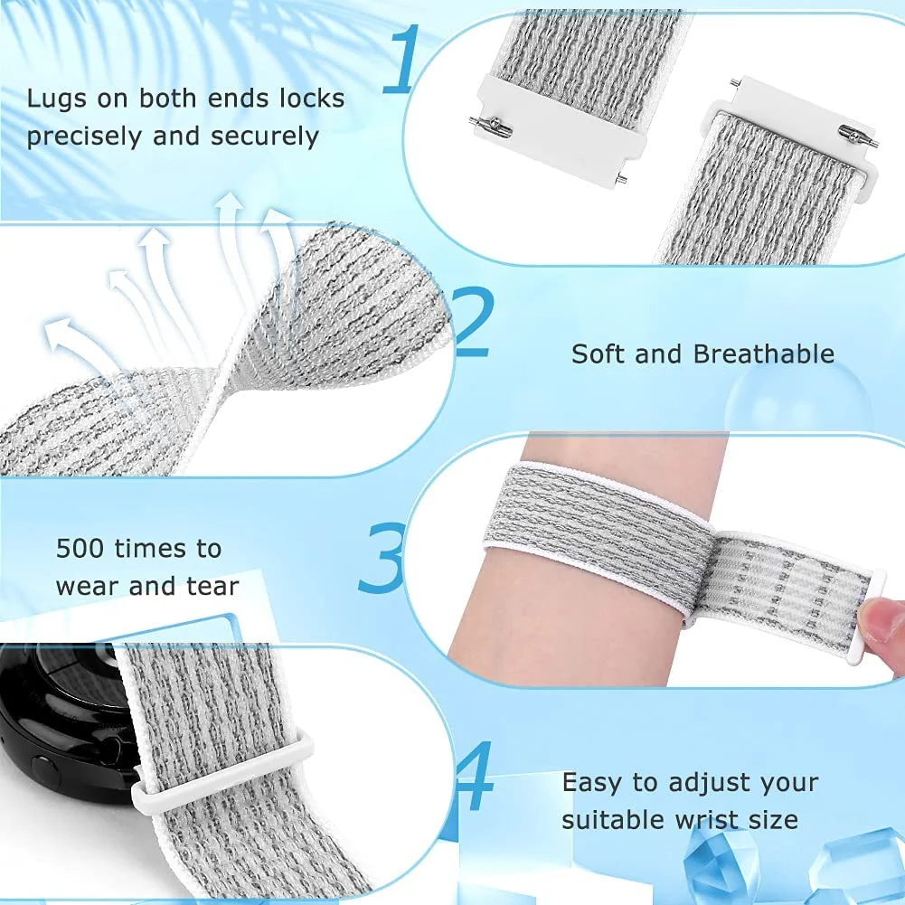 DL3 Mobilak Strap Nylon 22MM Band For Samsung galaxy watch 3 45mm /galaxy 46mm/Gear S3/Huawei watch GT3 46MM/GT2E/GT 46mm)/GT2 Pro/GT2 46MM/honor Magic Watch2 46mm/Amazfit GTR 4 /GTR3/3-4Pro - Multi Silver