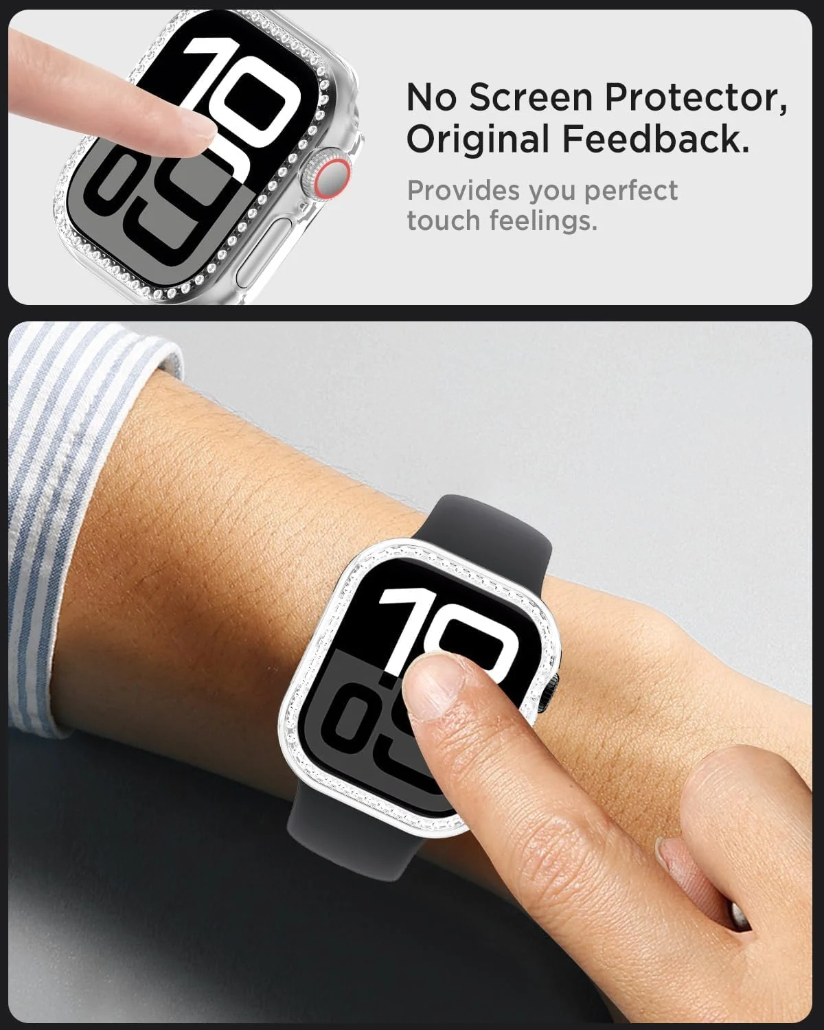 DL3 MOBILAK Bling Hard PC Watch Bumper Case for Apple Watch Series 4 and 5 and 6 and SE 40MM - Clear