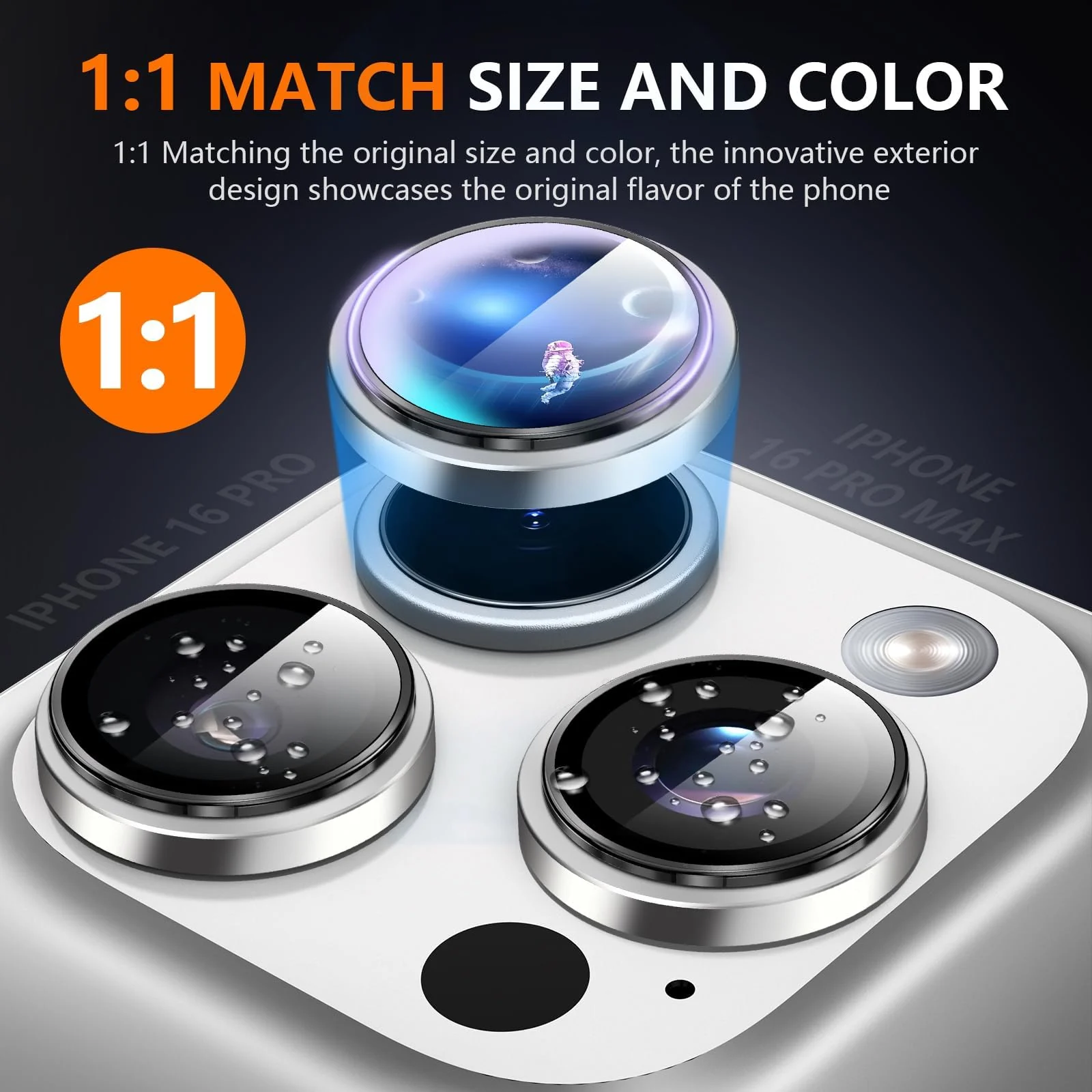 DL3 Mobilak Camera Lens Protector For iPhone 16 Pro/iPhone 16 Pro Max, [Keep Original Shooting] Tempered Glass Screen Protector Metal Individual Camera Cover, Case Friendly - Silver