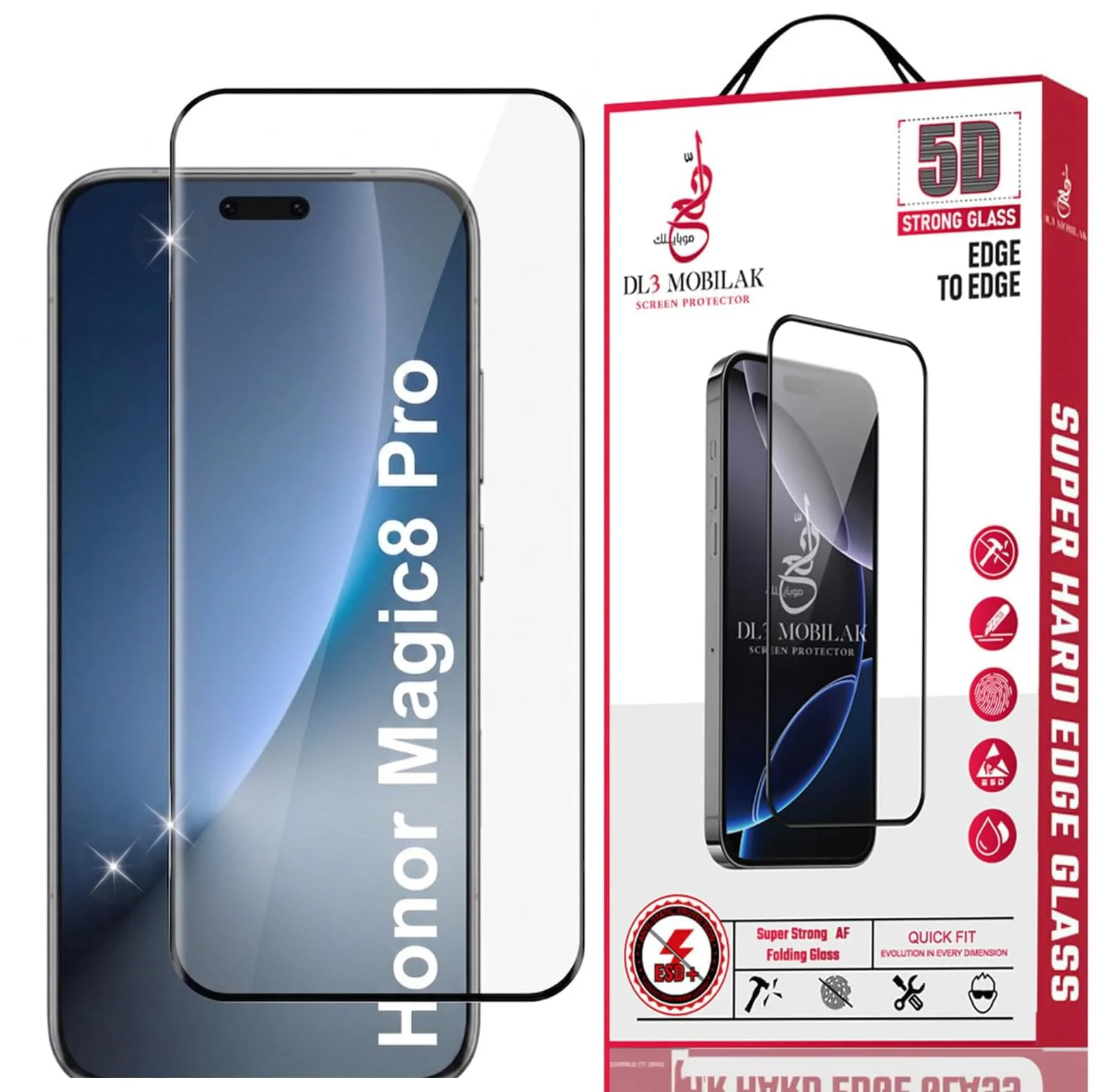 DL3 Mobilak Screen Protector for Honor Magic 8 Pro 5G, Tempered Glass Screen Saver Premium HD Protective, Scratch Resistant, NO-Bubble, 9H Hardness, Full Coverage Film - Clear