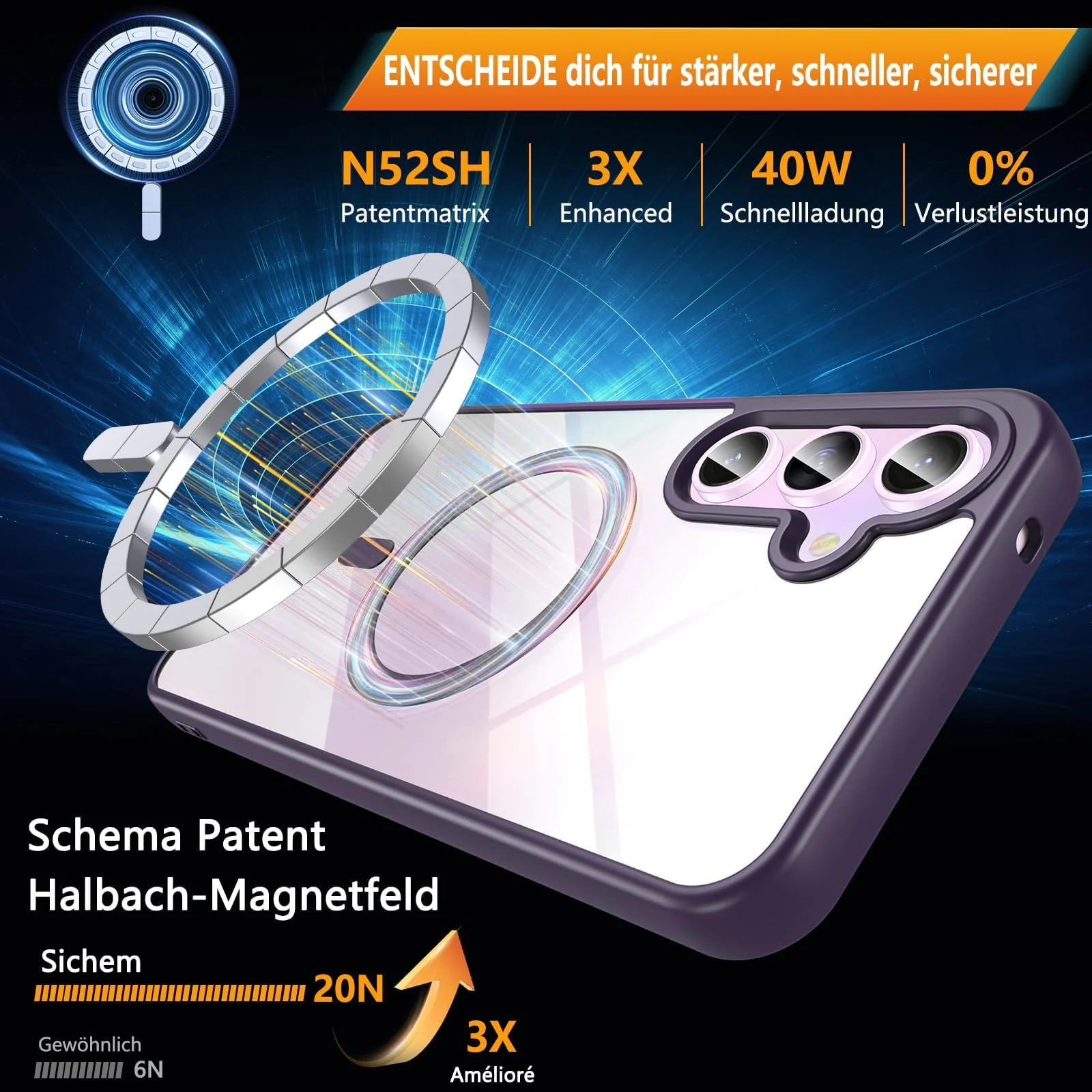 DL3 Mobilak Clear MagSafe-Compatible TPU Case for Samsung Galaxy S25 FE 5G - Purple