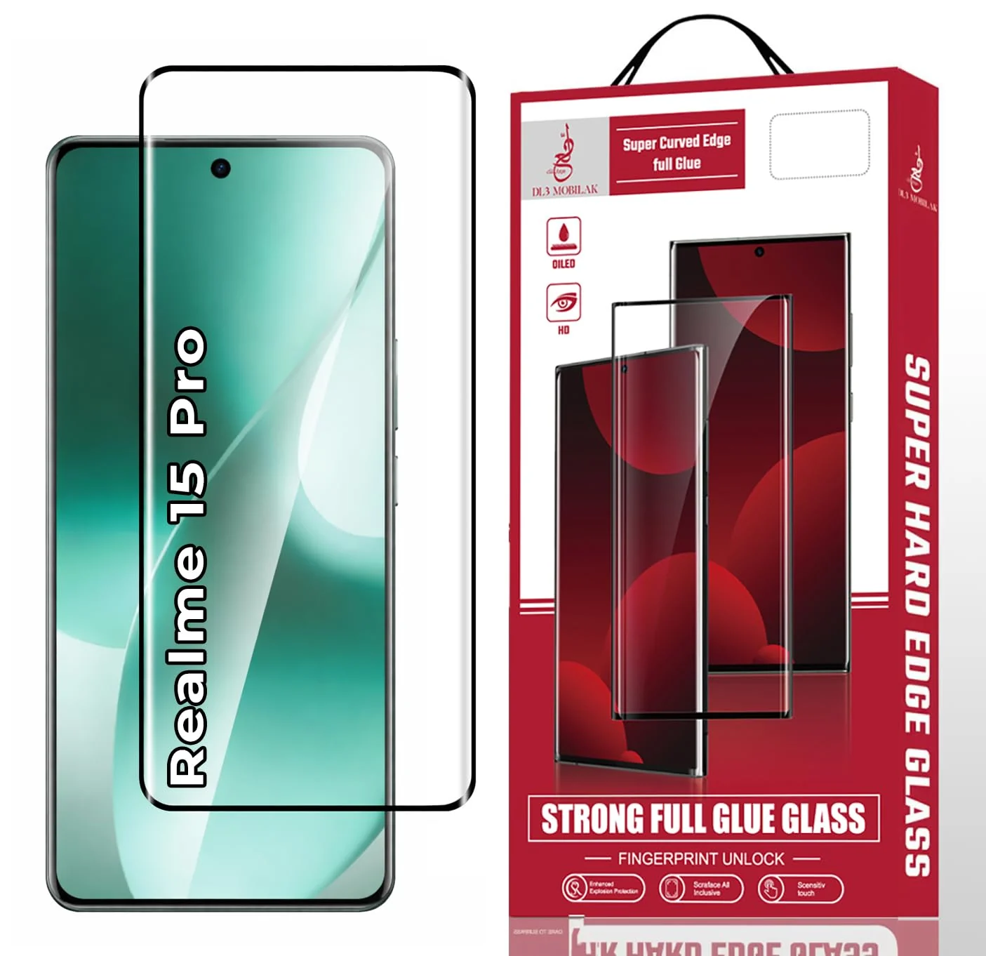 DL3 Mobilak Screen Protector for realme 15 Pro, Tempered Glass Screen Saver Premium HD Protective, Scratch Resistant, NO-Bubble, 9H Hardness, Full Coverage Film - Clear