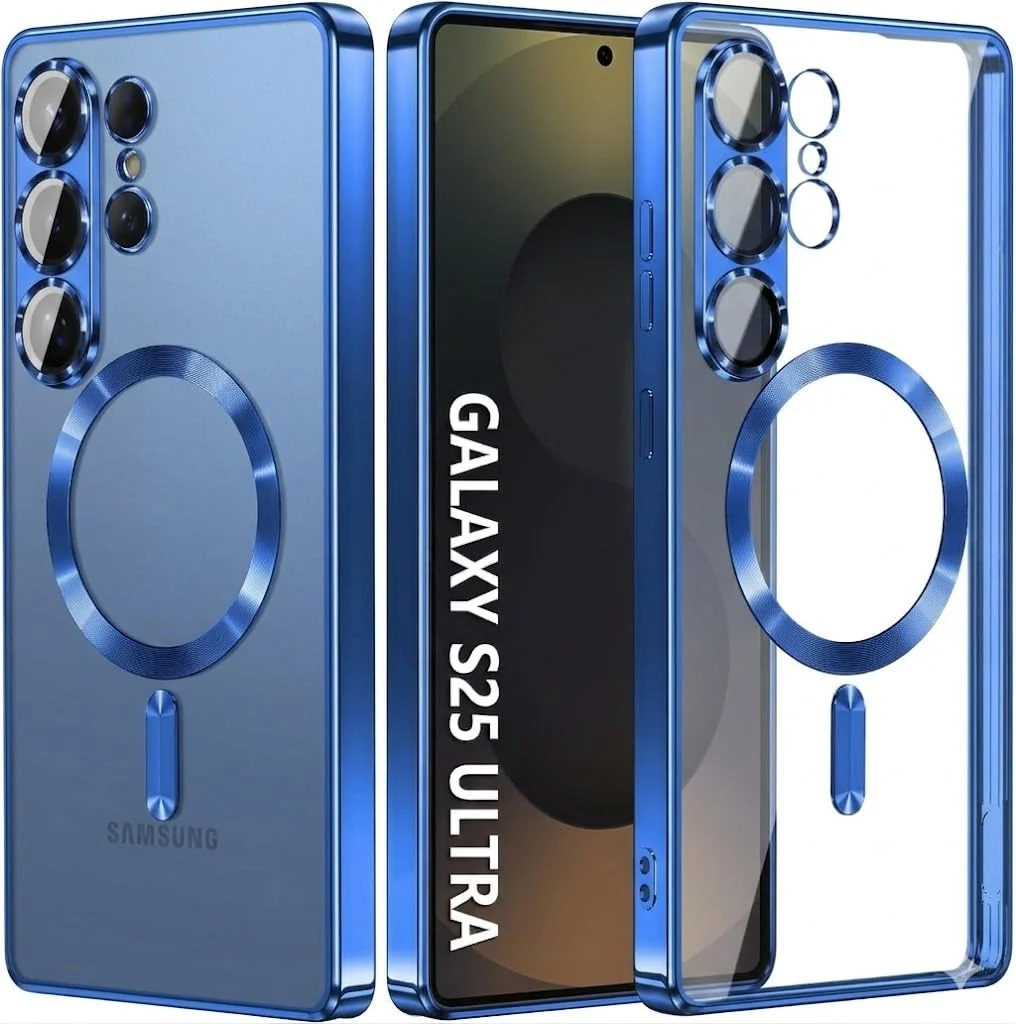 DL3 Mobilak Clear MagSafe-Compatible Magnetic Case for Samsung Galaxy S25 Ultra with Camera Protection and Magnetic Car-Mount Support - Blue