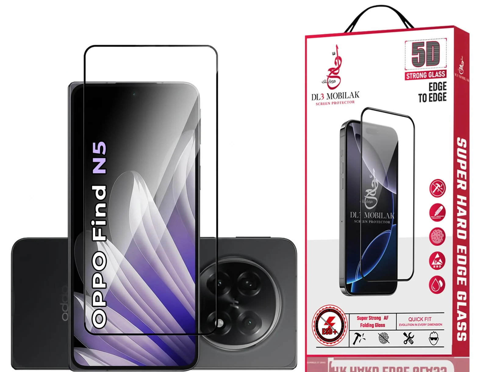 DL3 Mobilak Front Screen Protector for OPPO Find N5 2025, Tempered Glass Film with Easy Installation, Compatible with Cover, HD - Clear